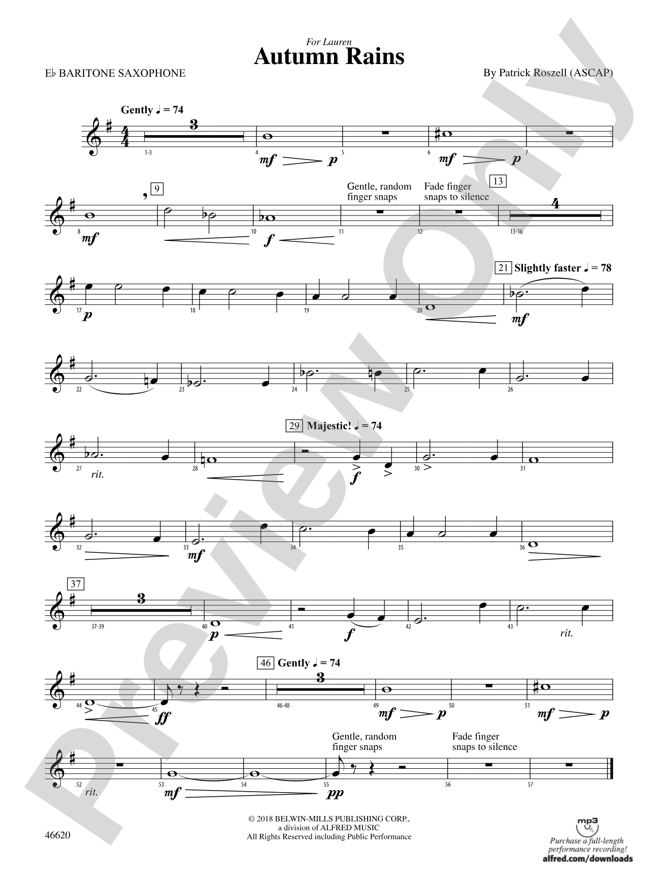 Autumn Rains: E-flat Baritone Saxophone