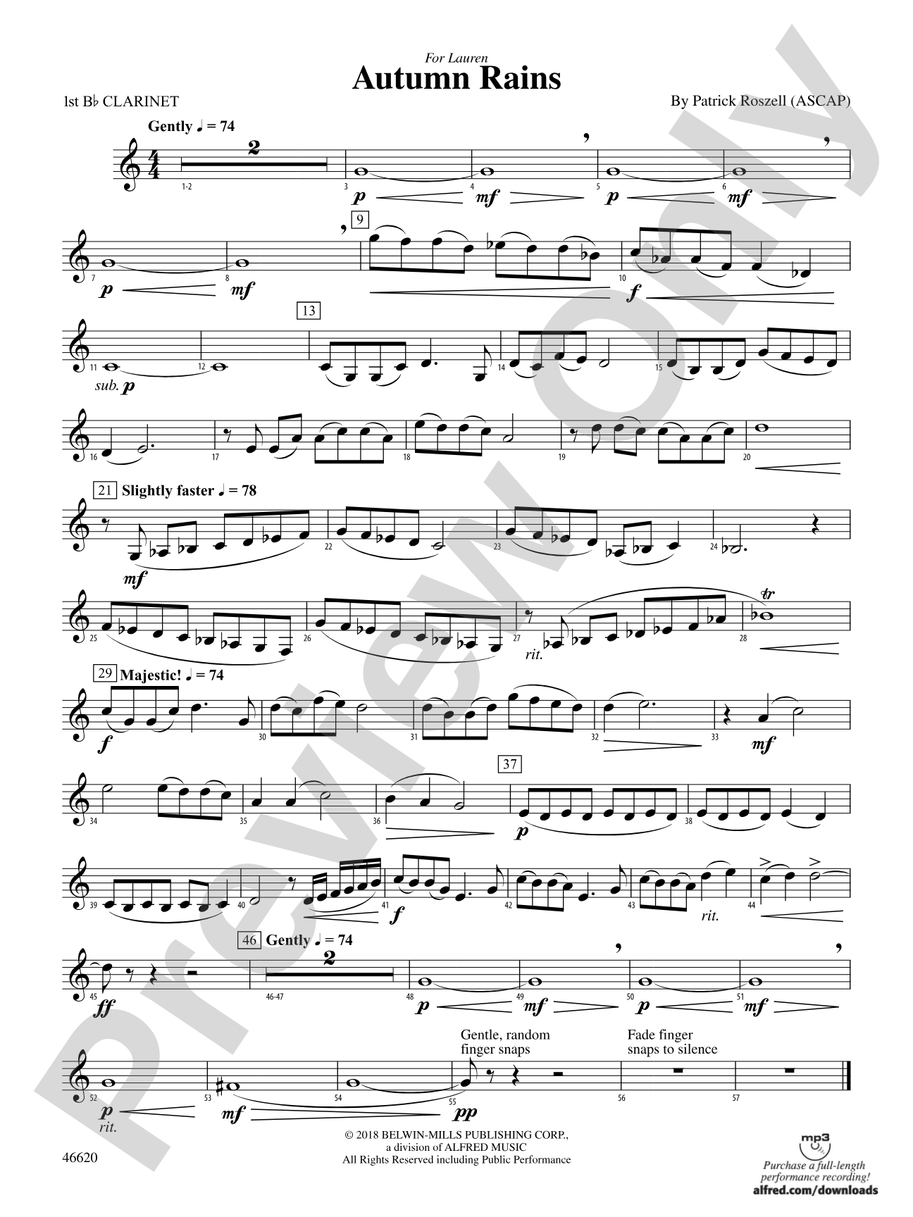 Autumn Rains: 1st B-flat Clarinet