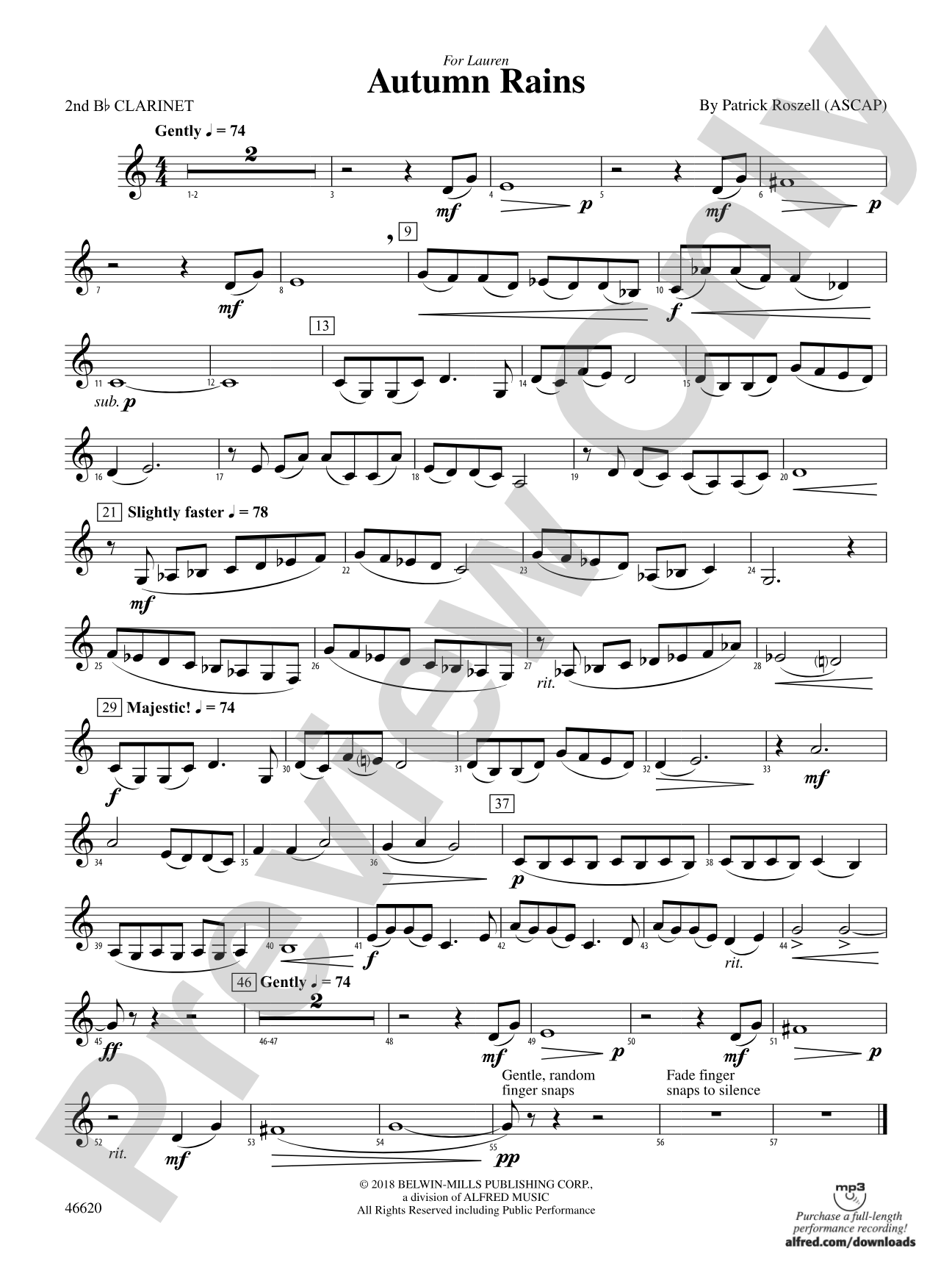 Autumn Rains: 2nd B-flat Clarinet