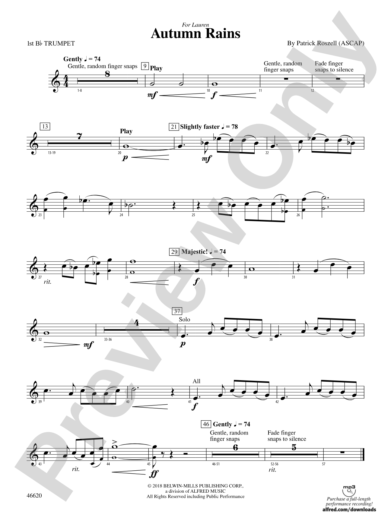 Autumn Rains: 1st B-flat Trumpet