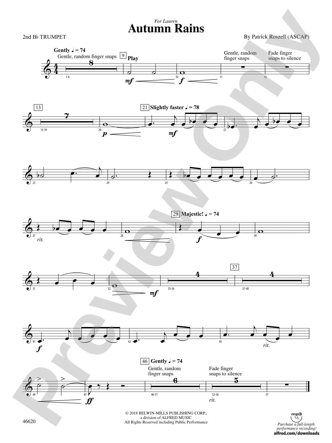 Autumn Rains: 2nd B-flat Trumpet