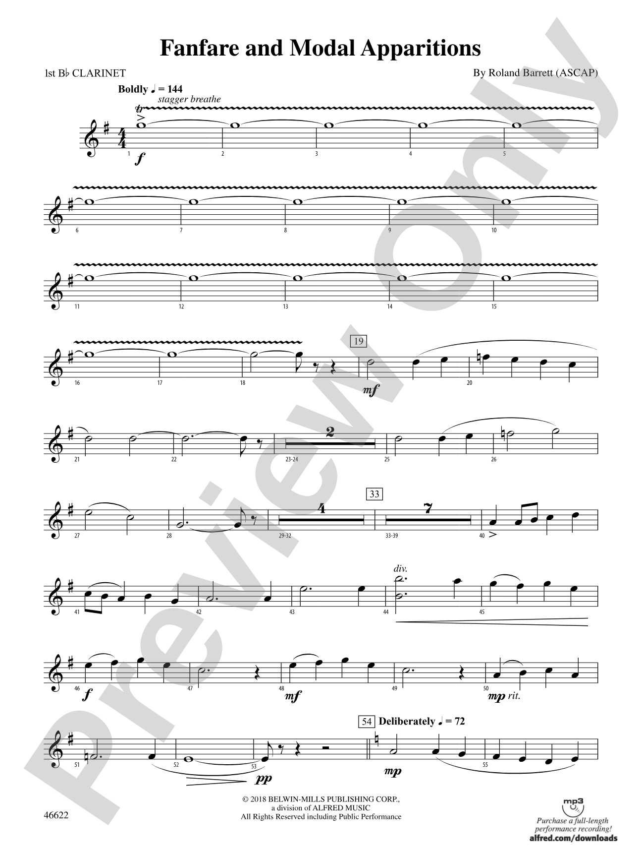 Fanfare and Modal Apparitions: 1st B-flat Clarinet