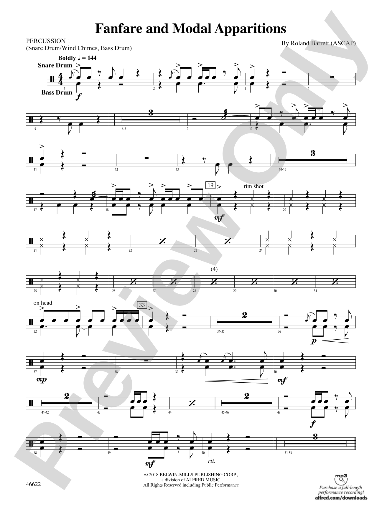 Fanfare and Modal Apparitions: 1st Percussion