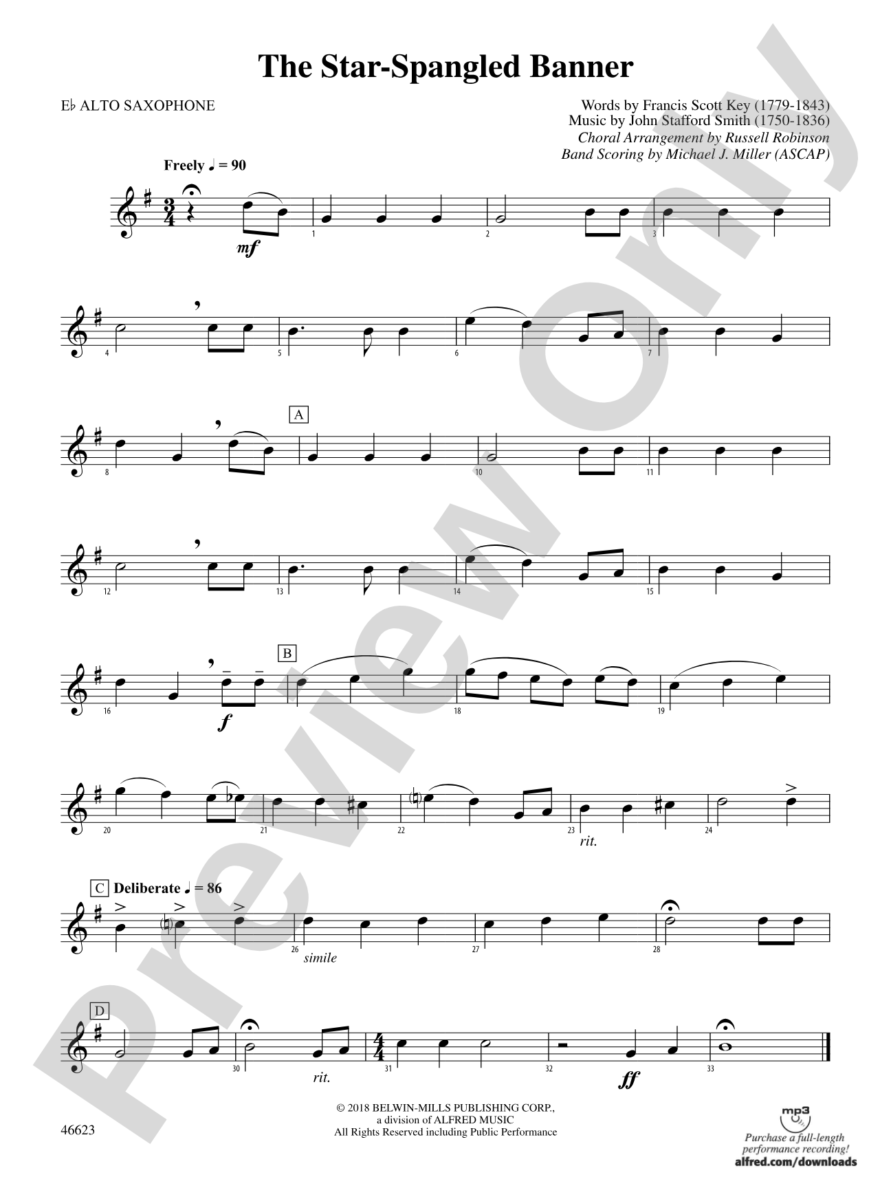 The Star-Spangled Banner: E-flat Alto Saxophone