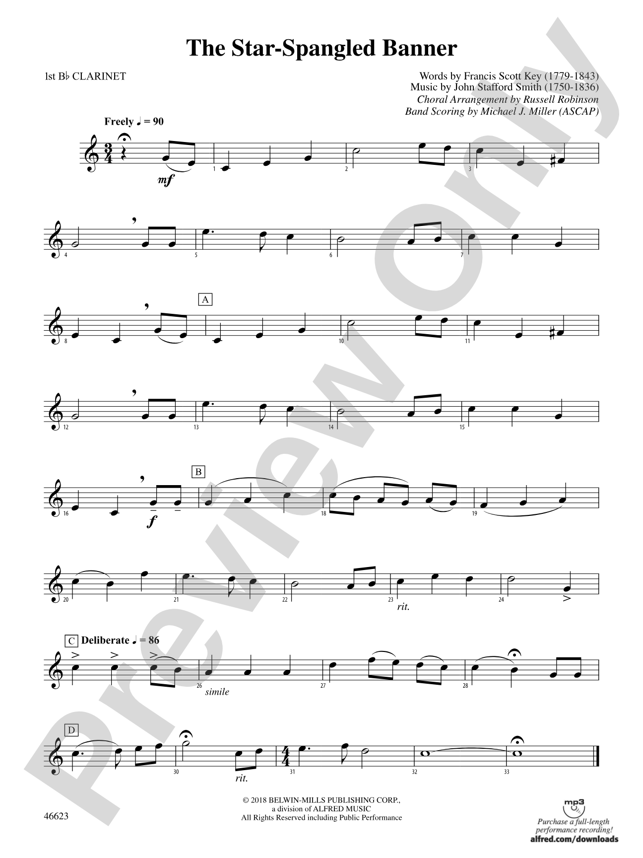 The Star-Spangled Banner: 1st B-flat Clarinet