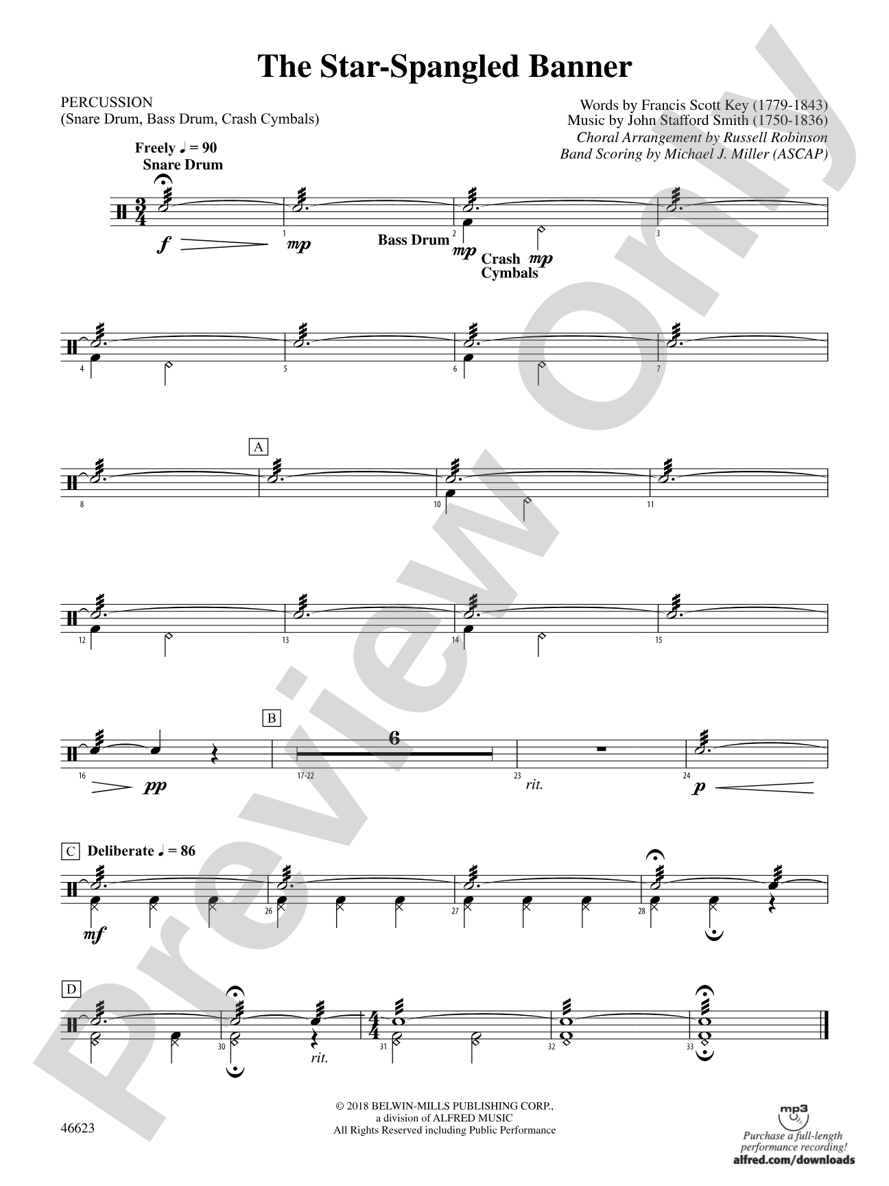 The Star-Spangled Banner: 1st Percussion