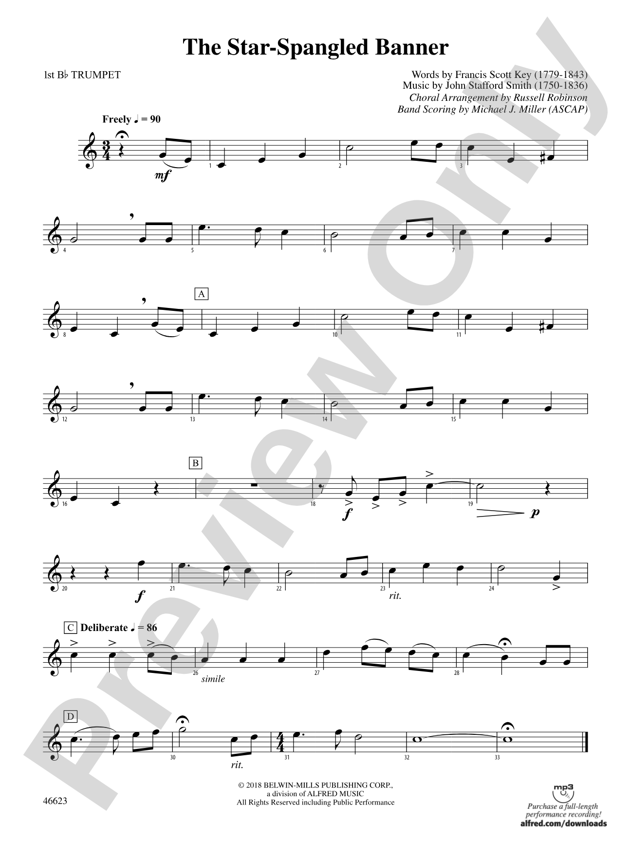 The Star-Spangled Banner: 1st B-flat Trumpet