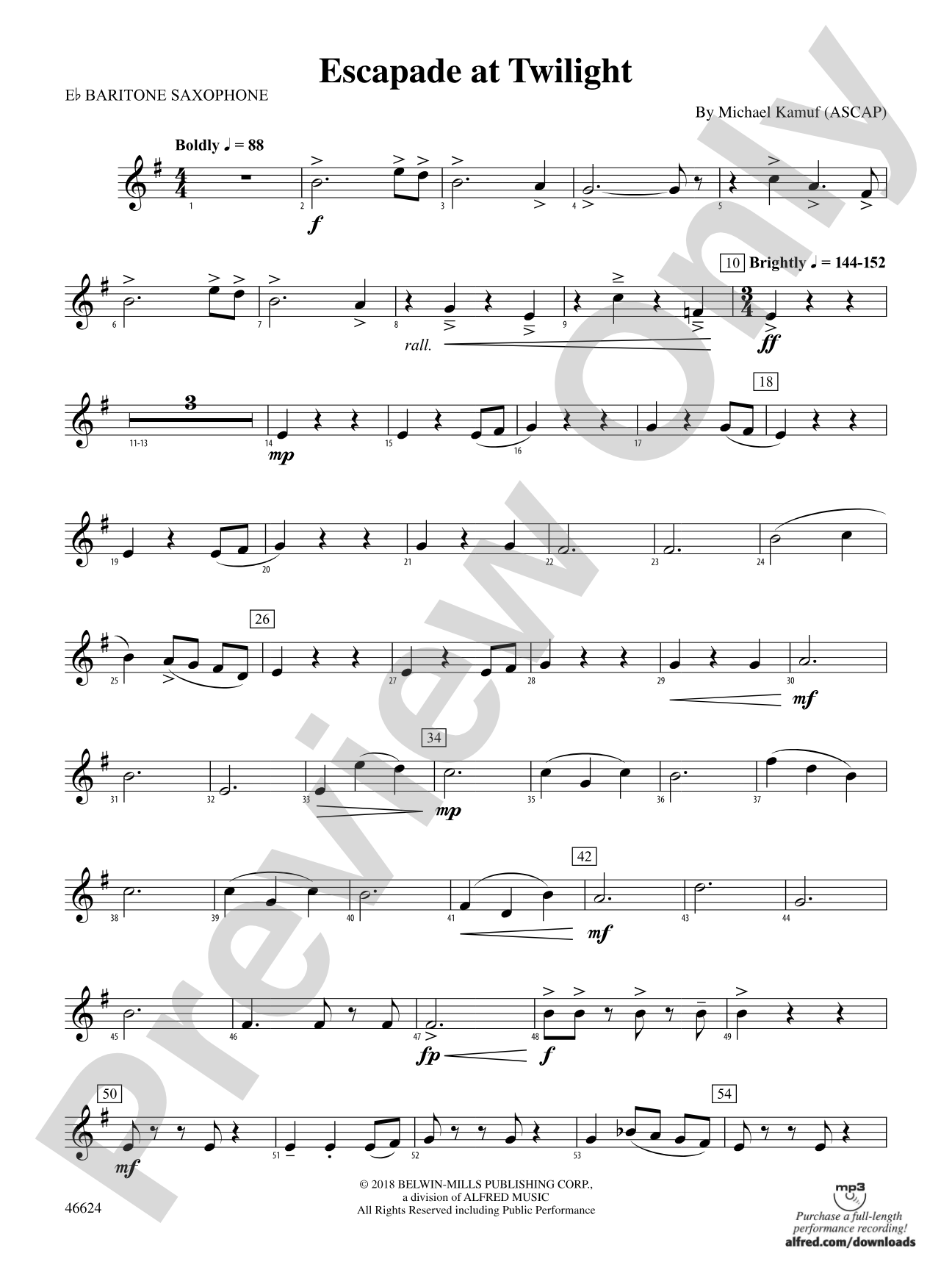Escapade at Twilight: E-flat Baritone Saxophone
