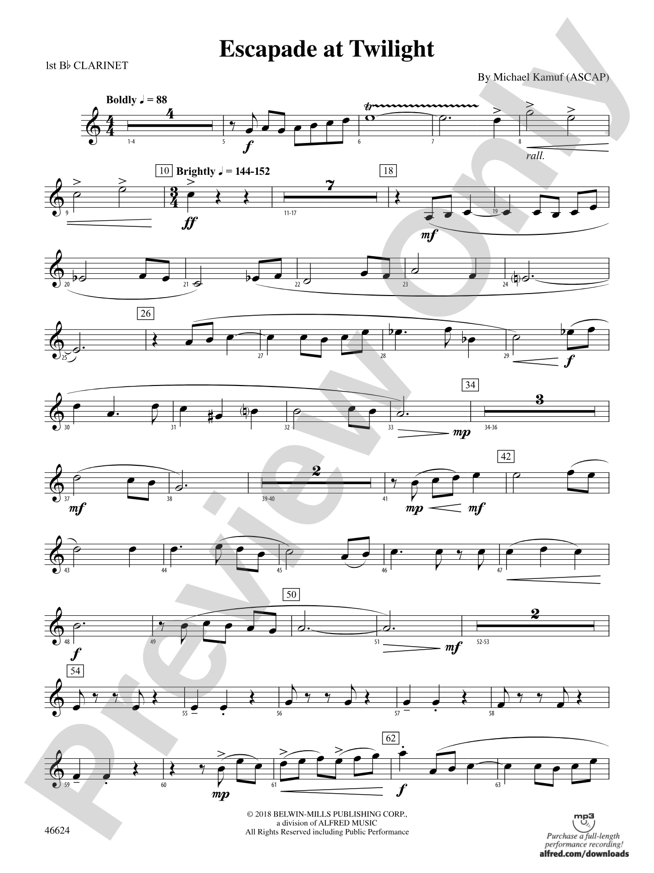 Escapade at Twilight: 1st B-flat Clarinet