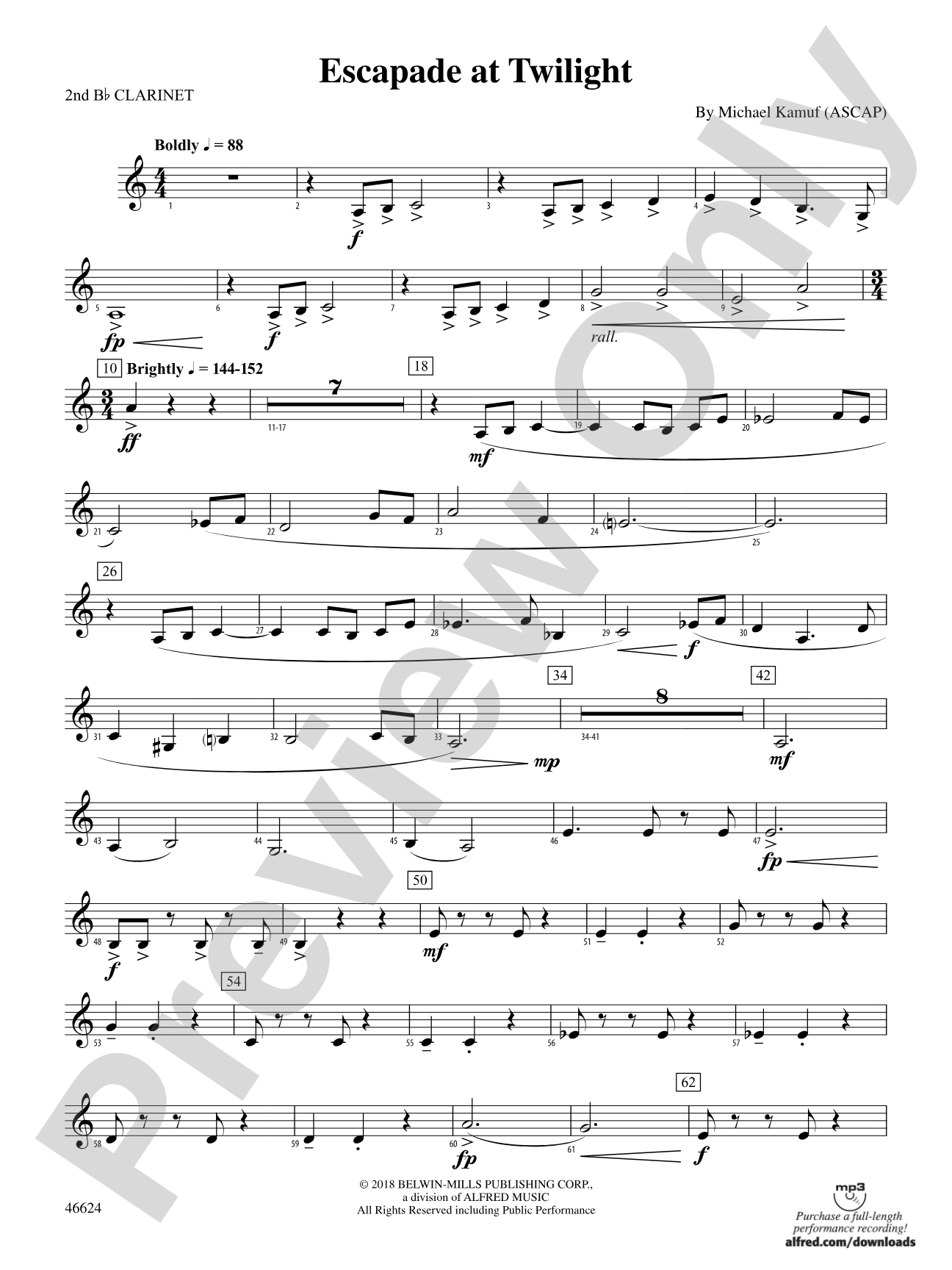 Escapade at Twilight: 2nd B-flat Clarinet