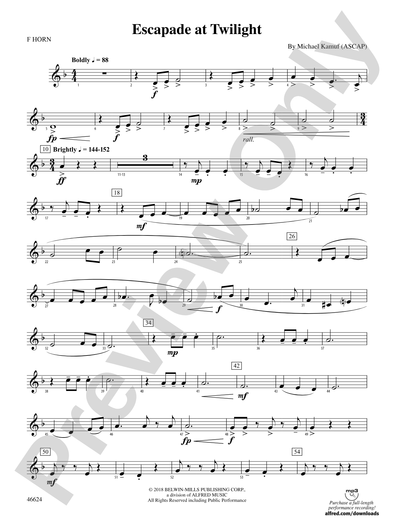 Escapade at Twilight: 1st F Horn