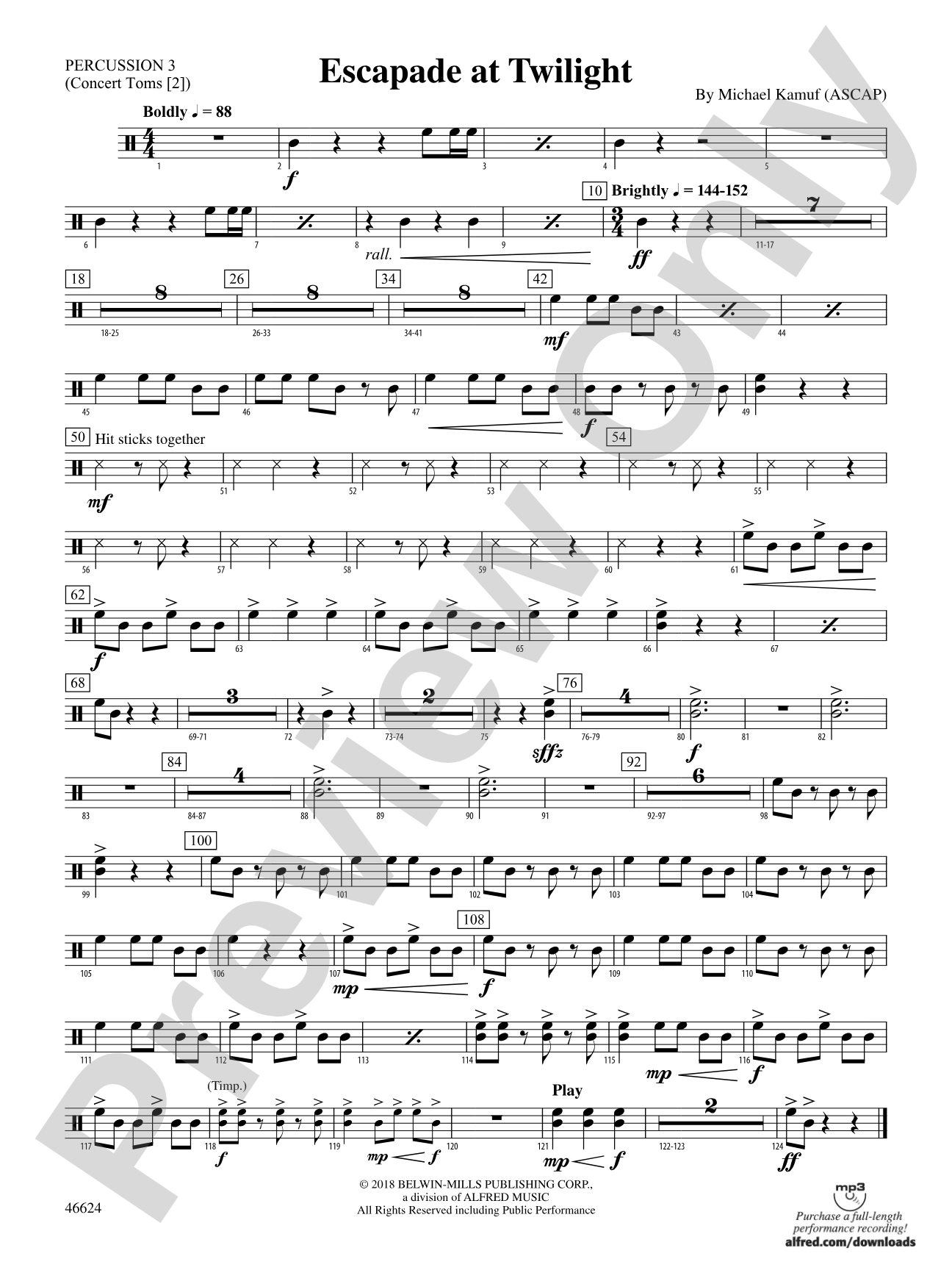 Escapade at Twilight: 3rd Percussion