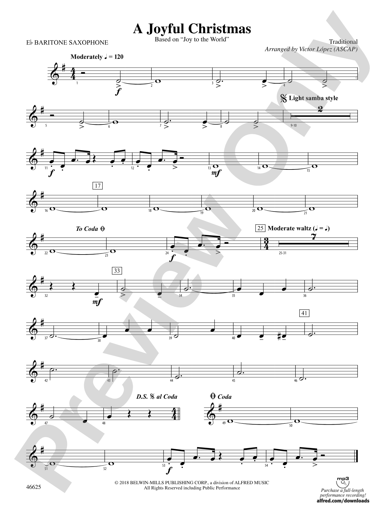 A Joyful Christmas: E-flat Baritone Saxophone