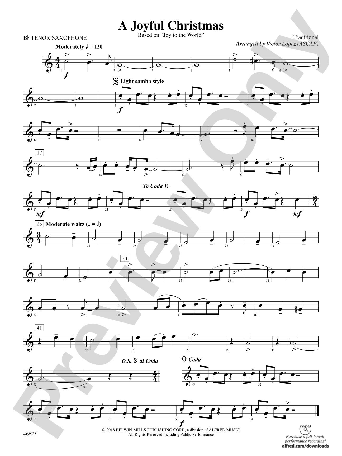 A Joyful Christmas: B-flat Tenor Saxophone