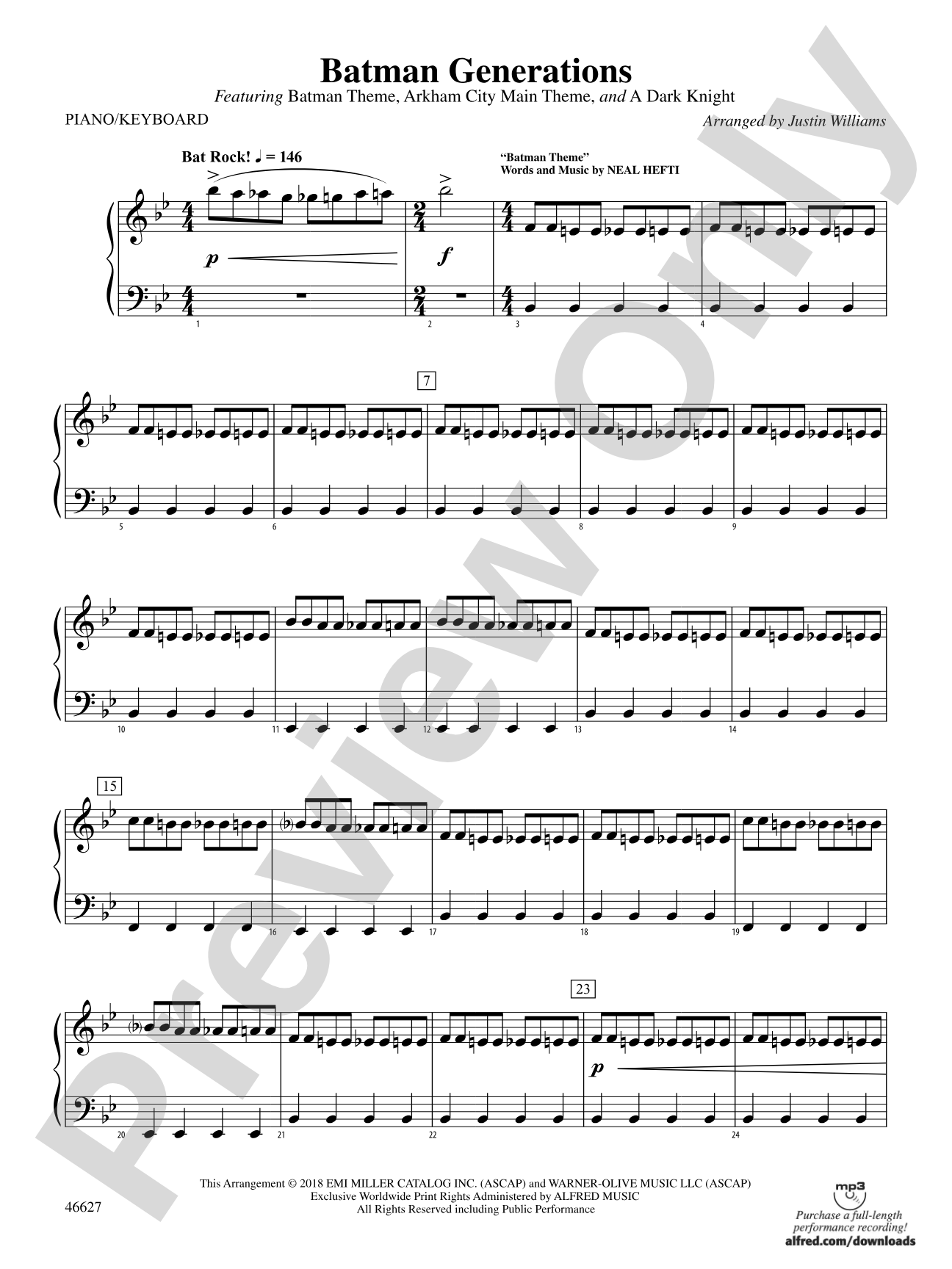 Batman Generations: Piano Accompaniment