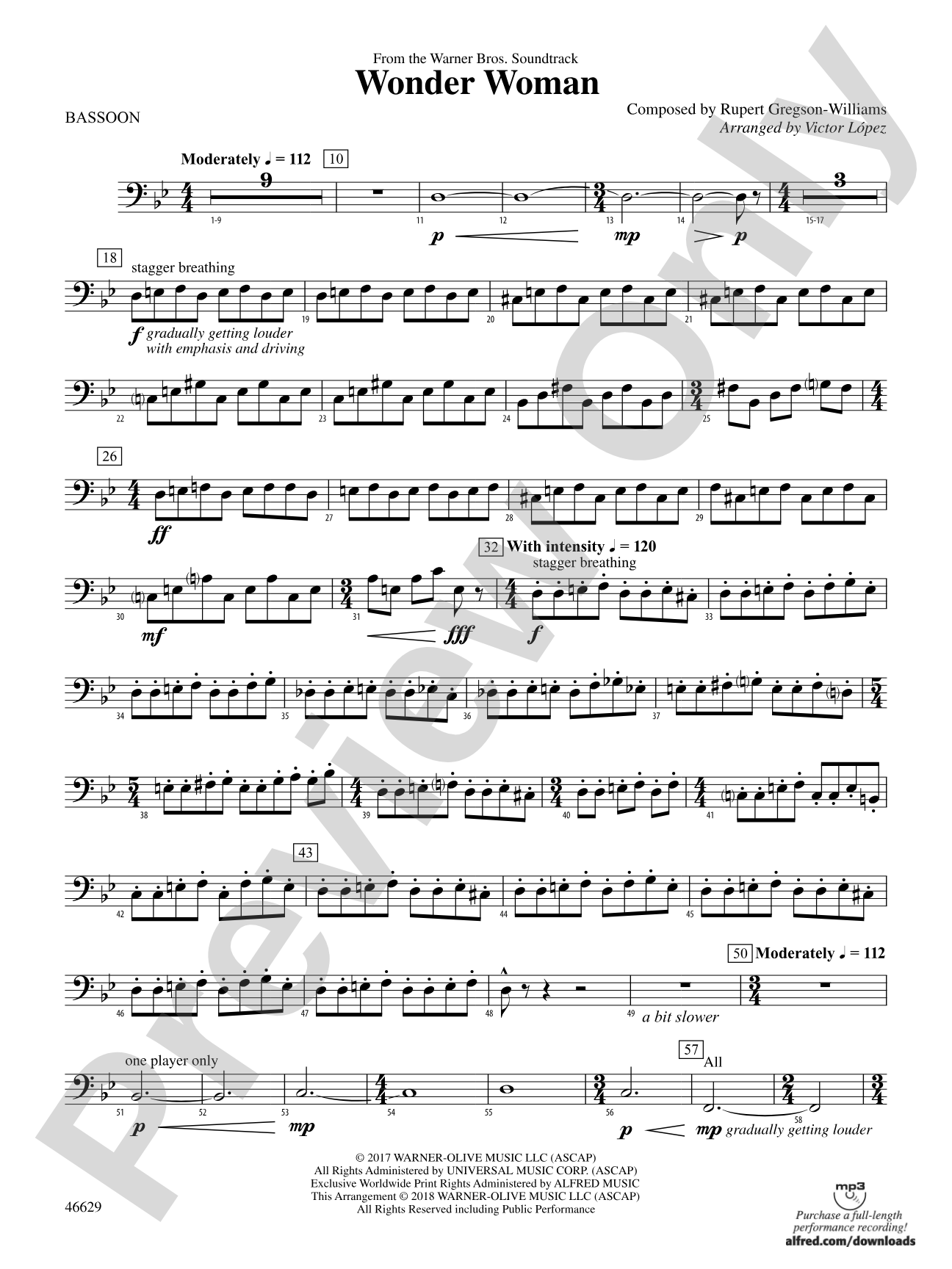 Wonder Woman: From the Warner Bros. Soundtrack: Bassoon