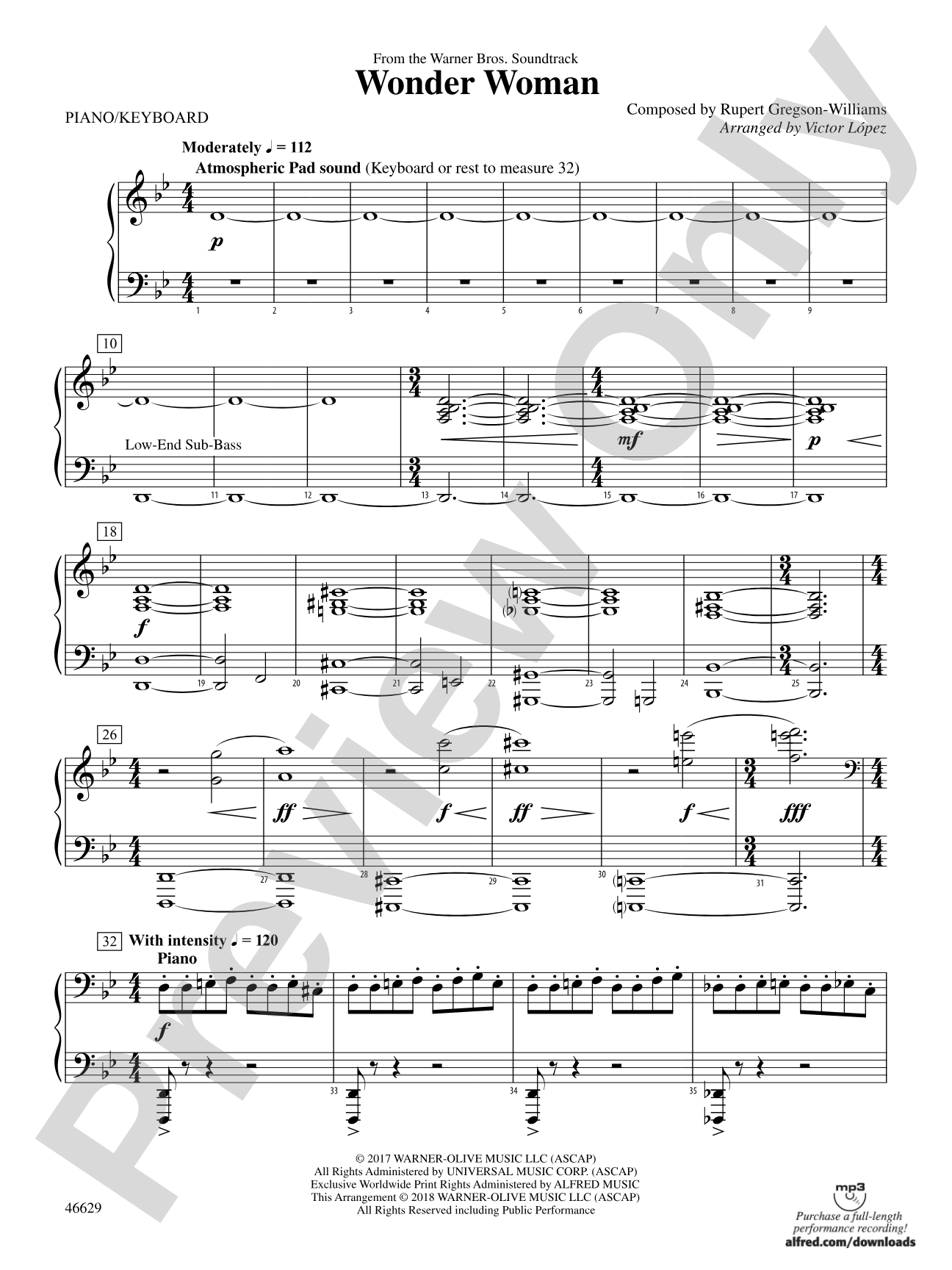 Wonder Woman: From the Warner Bros. Soundtrack: Piano Accompaniment