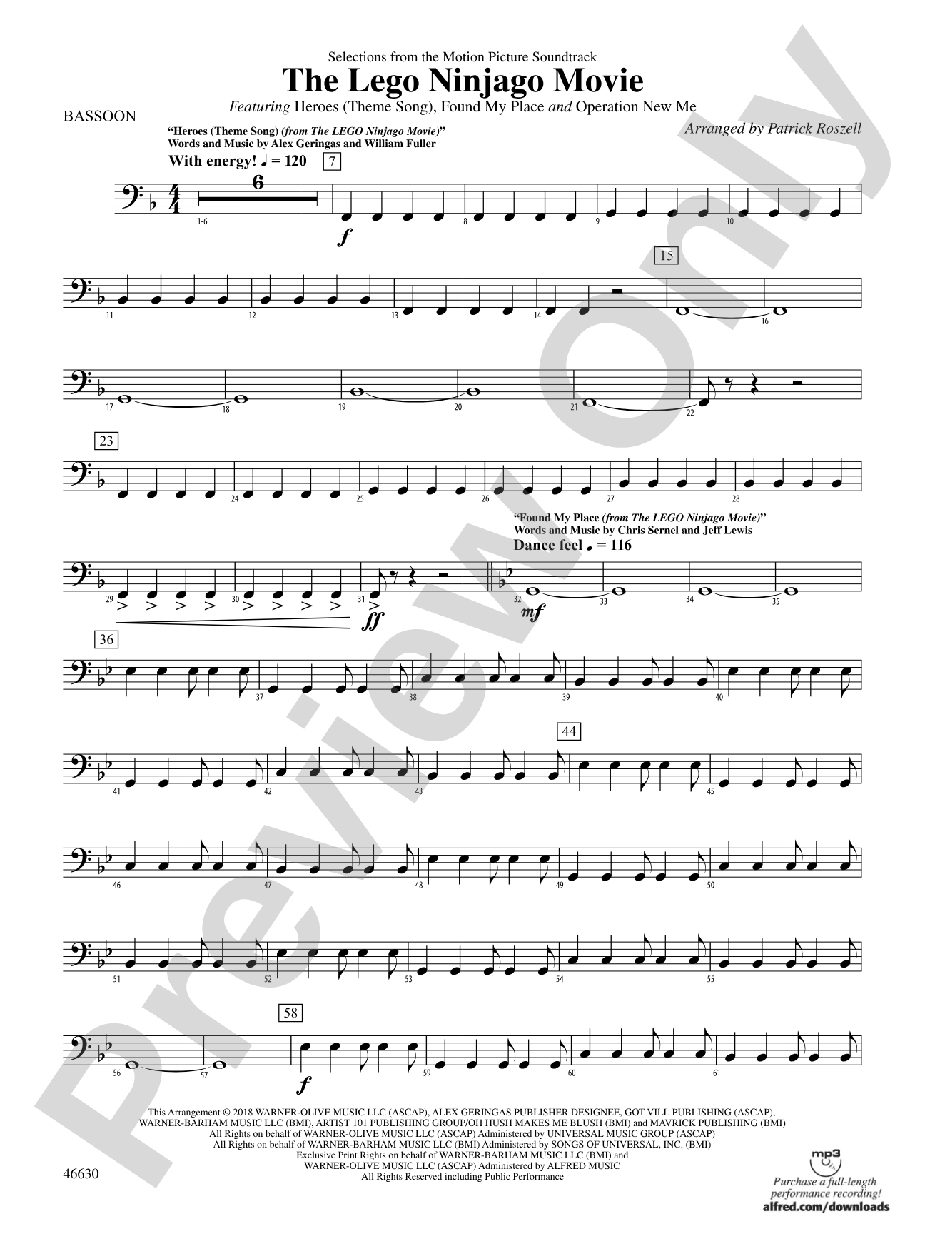 The LEGO® Ninjago® Movie™: Selections from the Motion Picture Soundtrack: Bassoon
