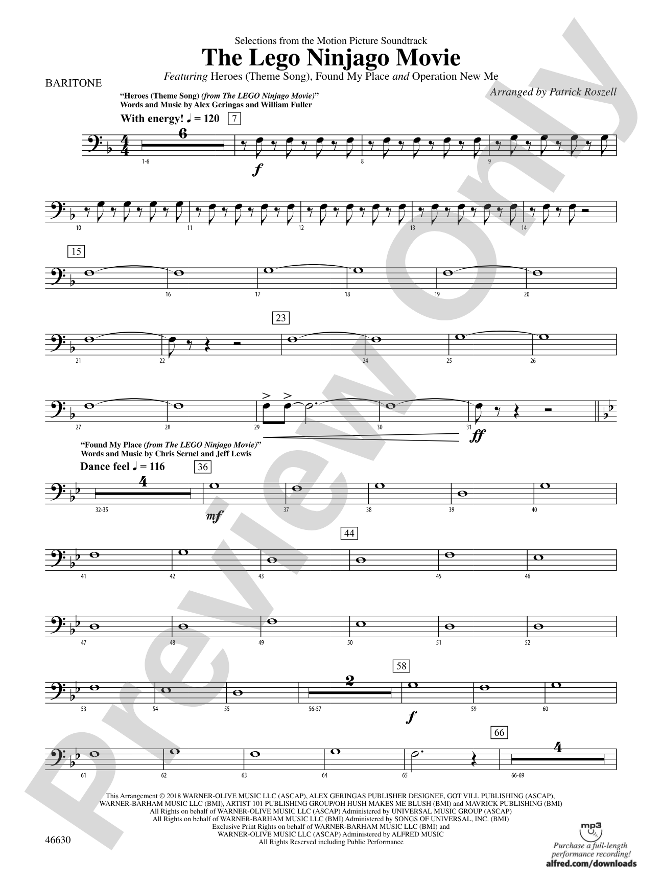 The LEGO® Ninjago® Movie™: Selections from the Motion Picture Soundtrack: Baritone B.C.
