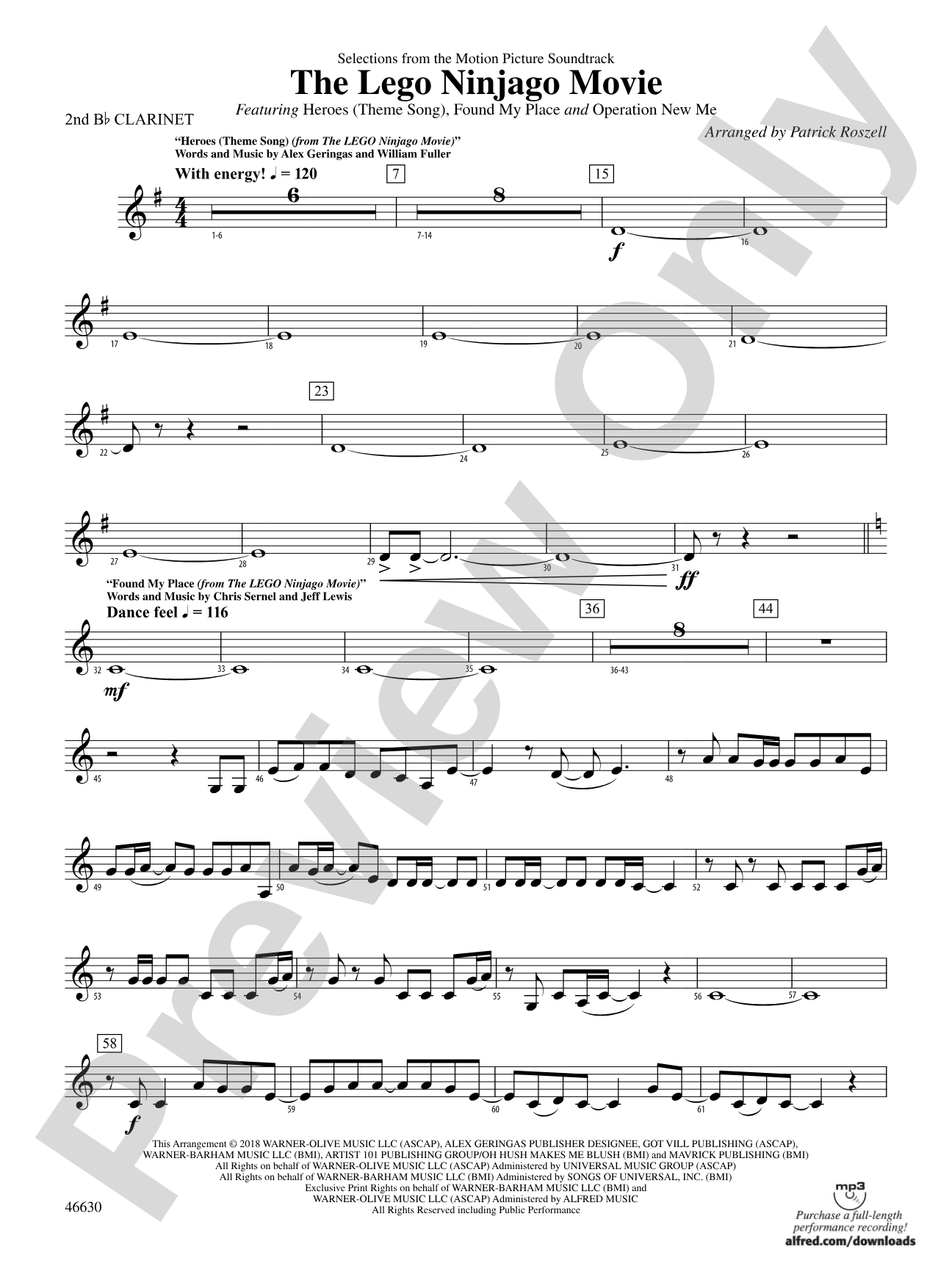 The LEGO® Ninjago® Movie™: Selections from the Motion Picture Soundtrack: 2nd B-flat Clarinet