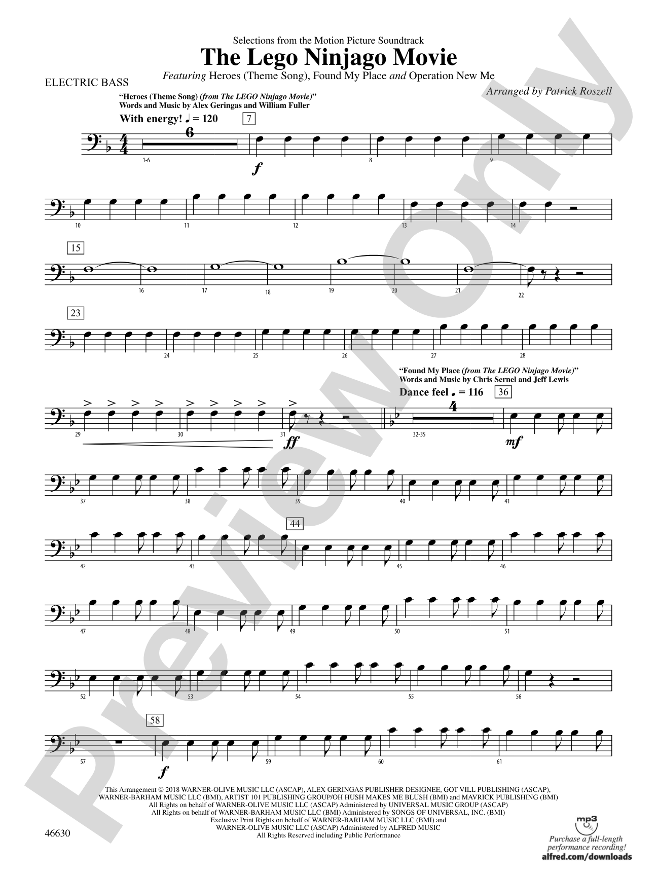 The LEGO® Ninjago® Movie™: Selections from the Motion Picture Soundtrack: Electric Bass