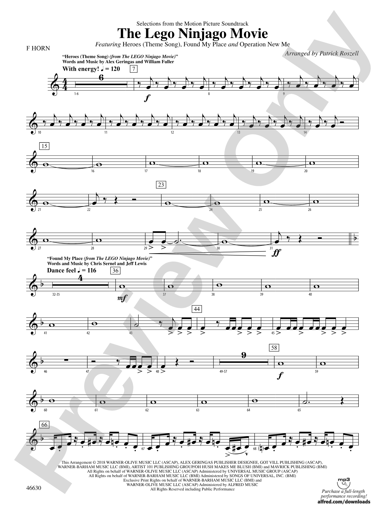 The LEGO® Ninjago® Movie™: Selections from the Motion Picture Soundtrack: 1st F Horn