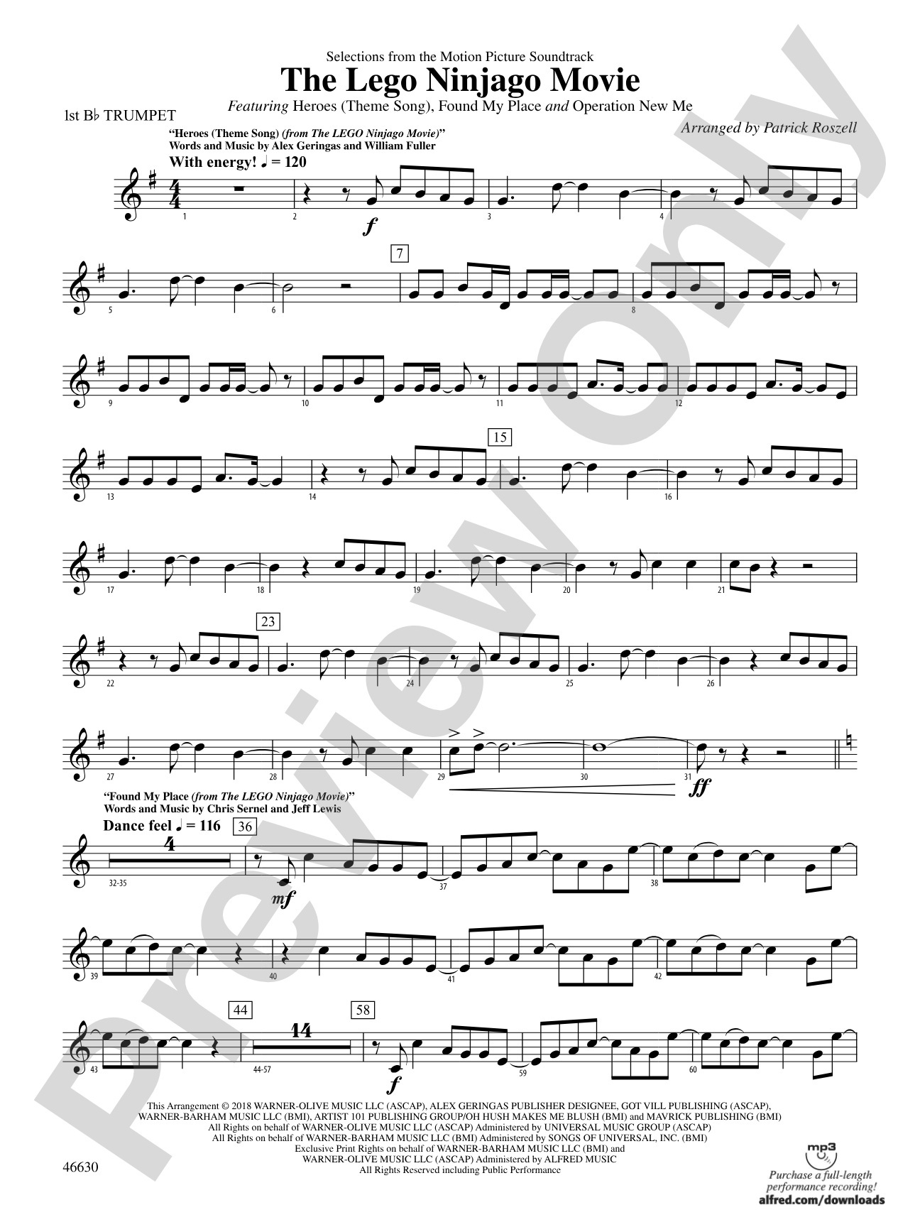 The LEGO® Ninjago® Movie™: Selections from the Motion Picture Soundtrack: 1st B-flat Trumpet