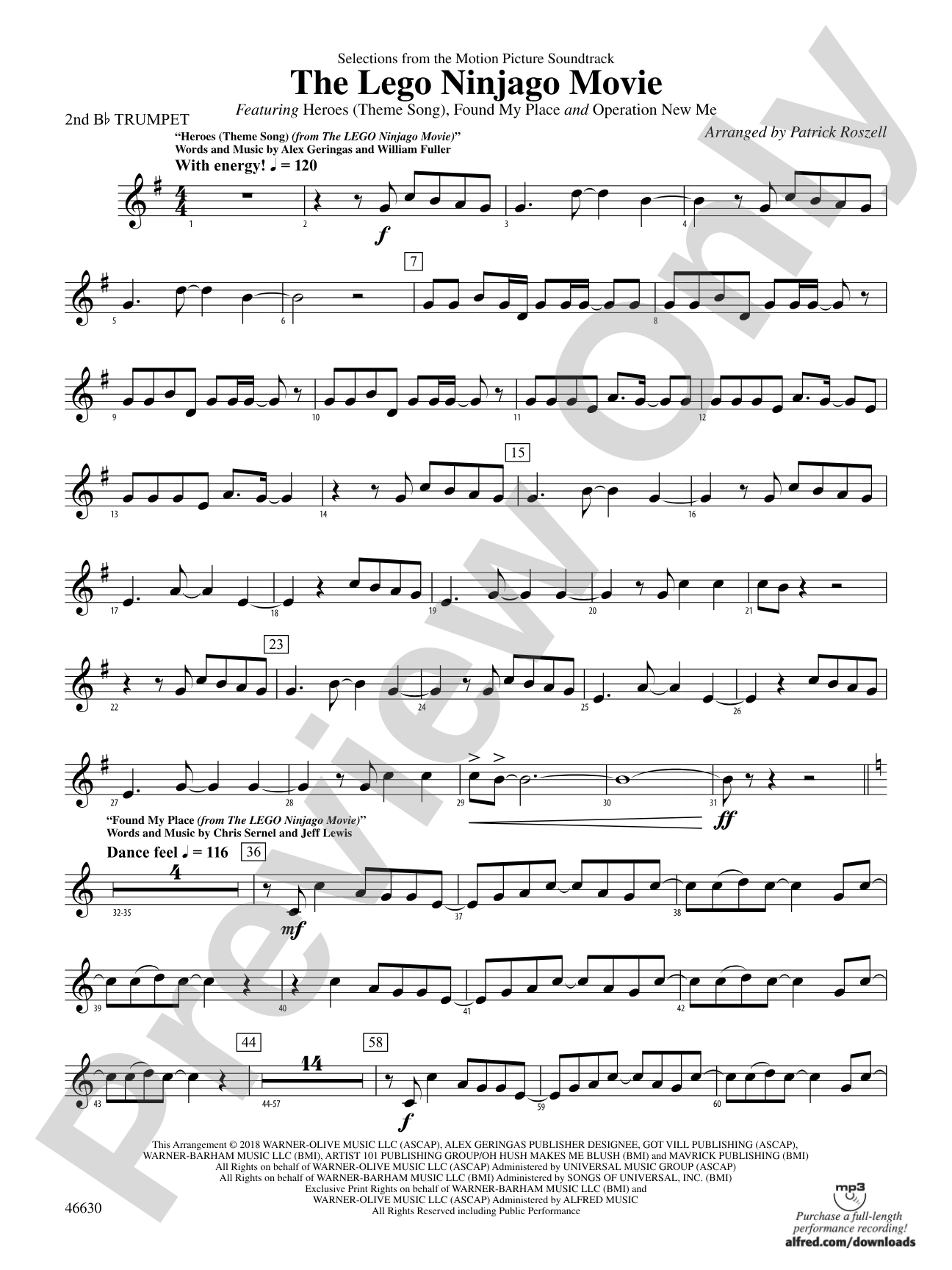 The LEGO® Ninjago® Movie™: Selections from the Motion Picture Soundtrack: 2nd B-flat Trumpet