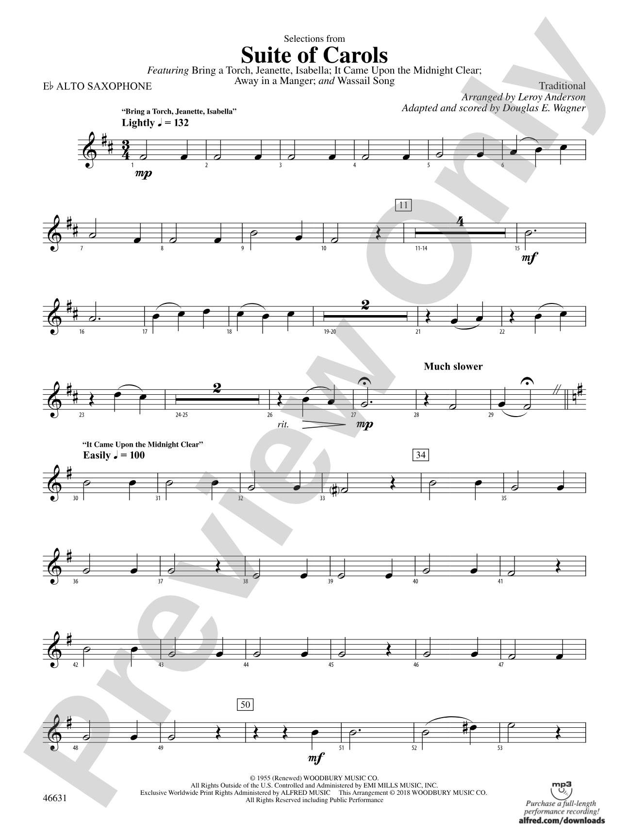 Suite of Carols, Selections from: E-flat Alto Saxophone