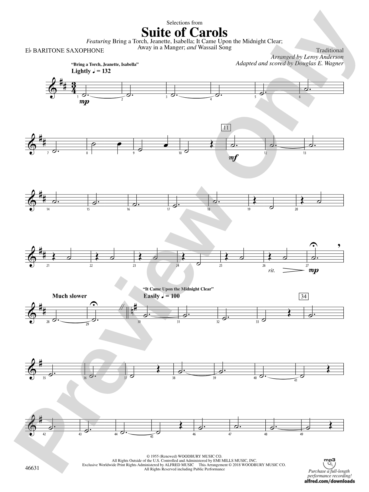 Suite of Carols, Selections from: E-flat Baritone Saxophone