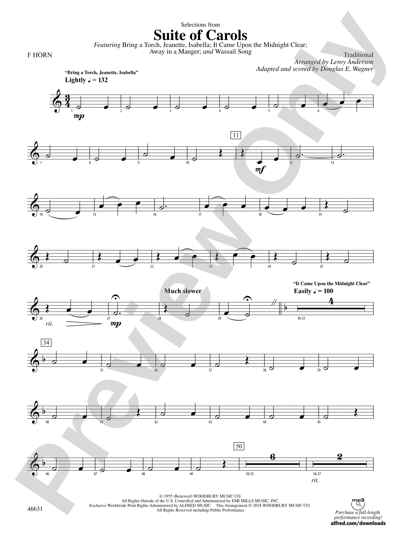 Suite of Carols, Selections from: 1st F Horn