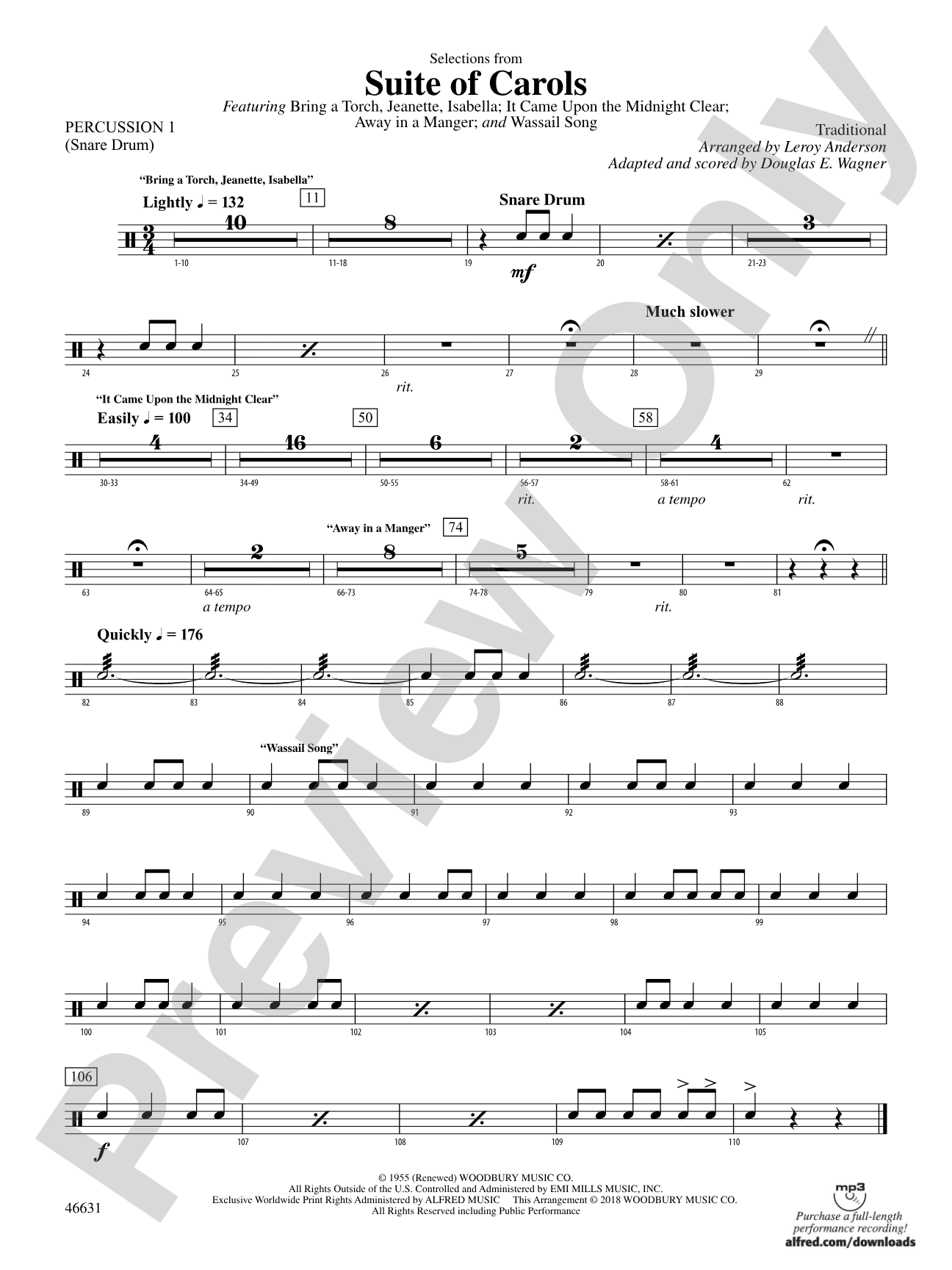 Suite of Carols, Selections from: 1st Percussion