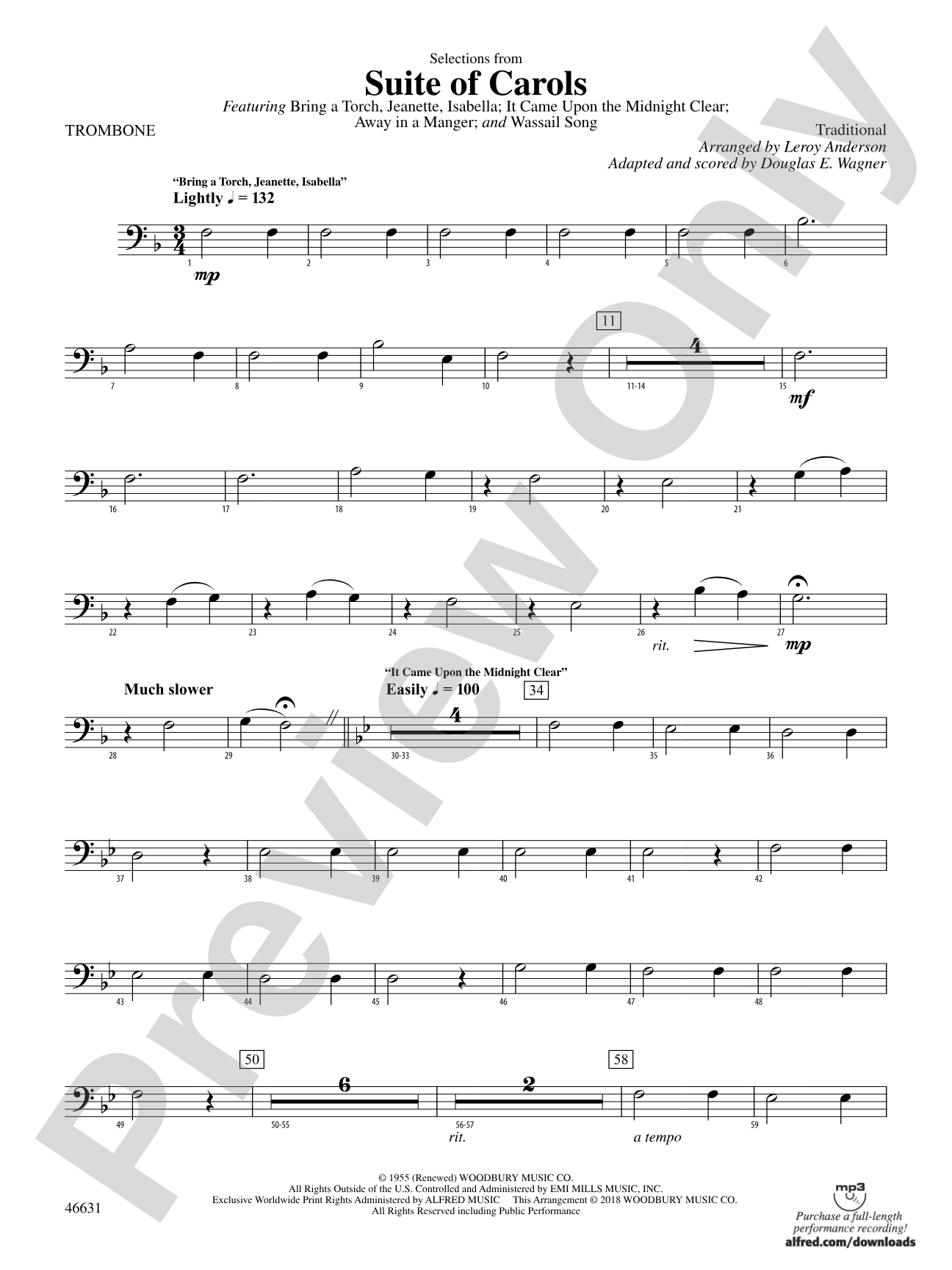 Suite of Carols, Selections from: 1st Trombone