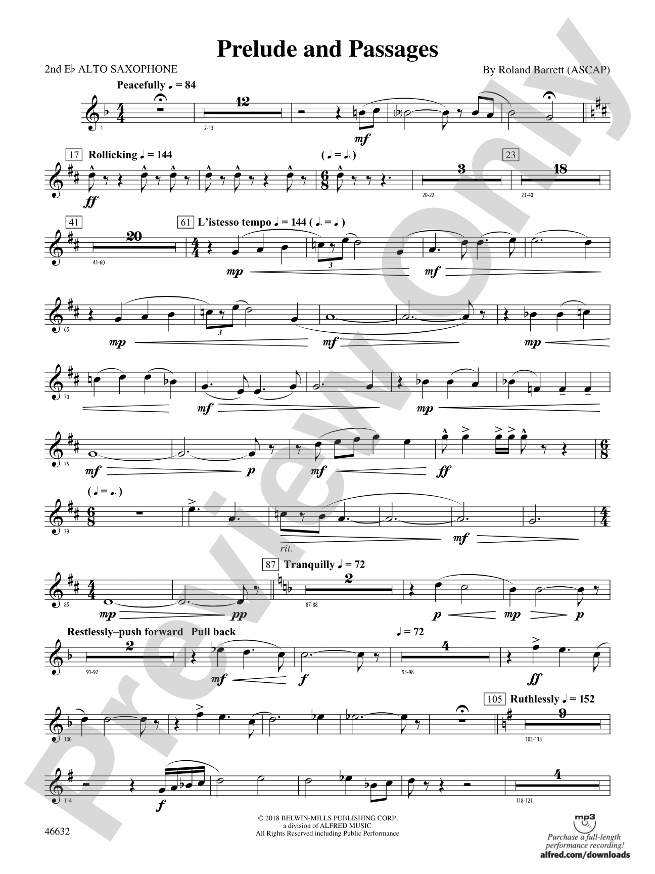 Prelude and Passages: 2nd E-flat Alto Saxophone