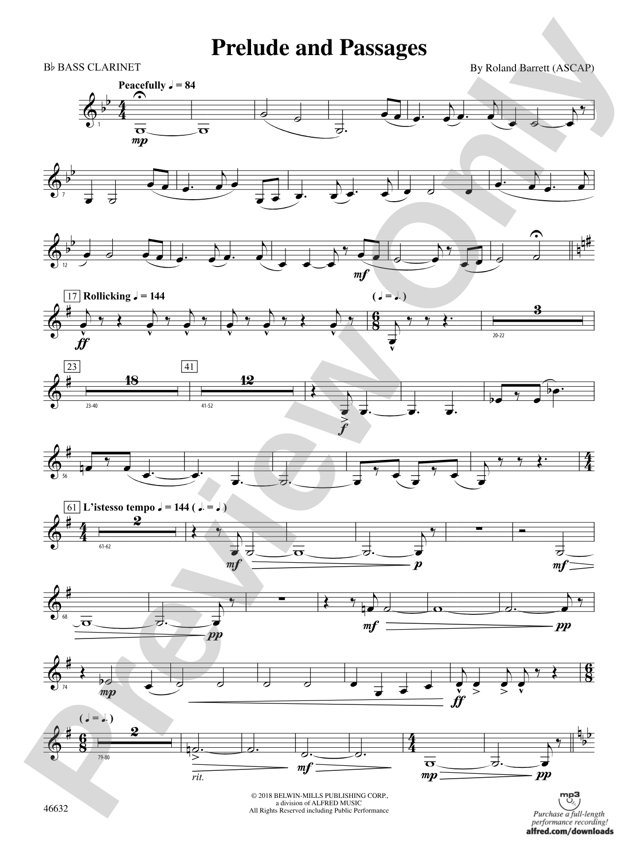 Prelude and Passages: B-flat Bass Clarinet