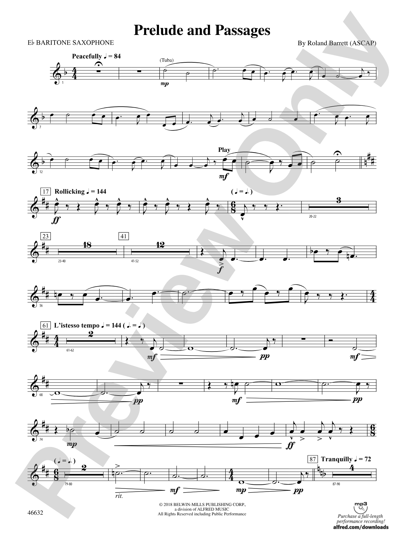 Prelude and Passages: E-flat Baritone Saxophone