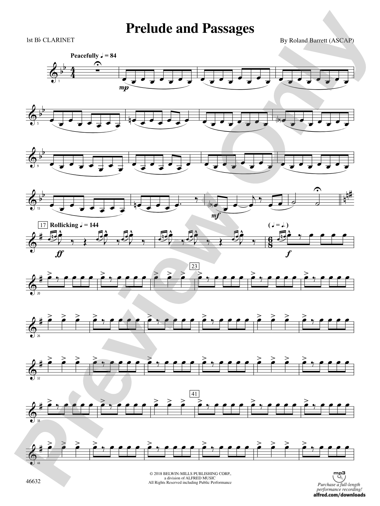 Prelude and Passages: 1st B-flat Clarinet