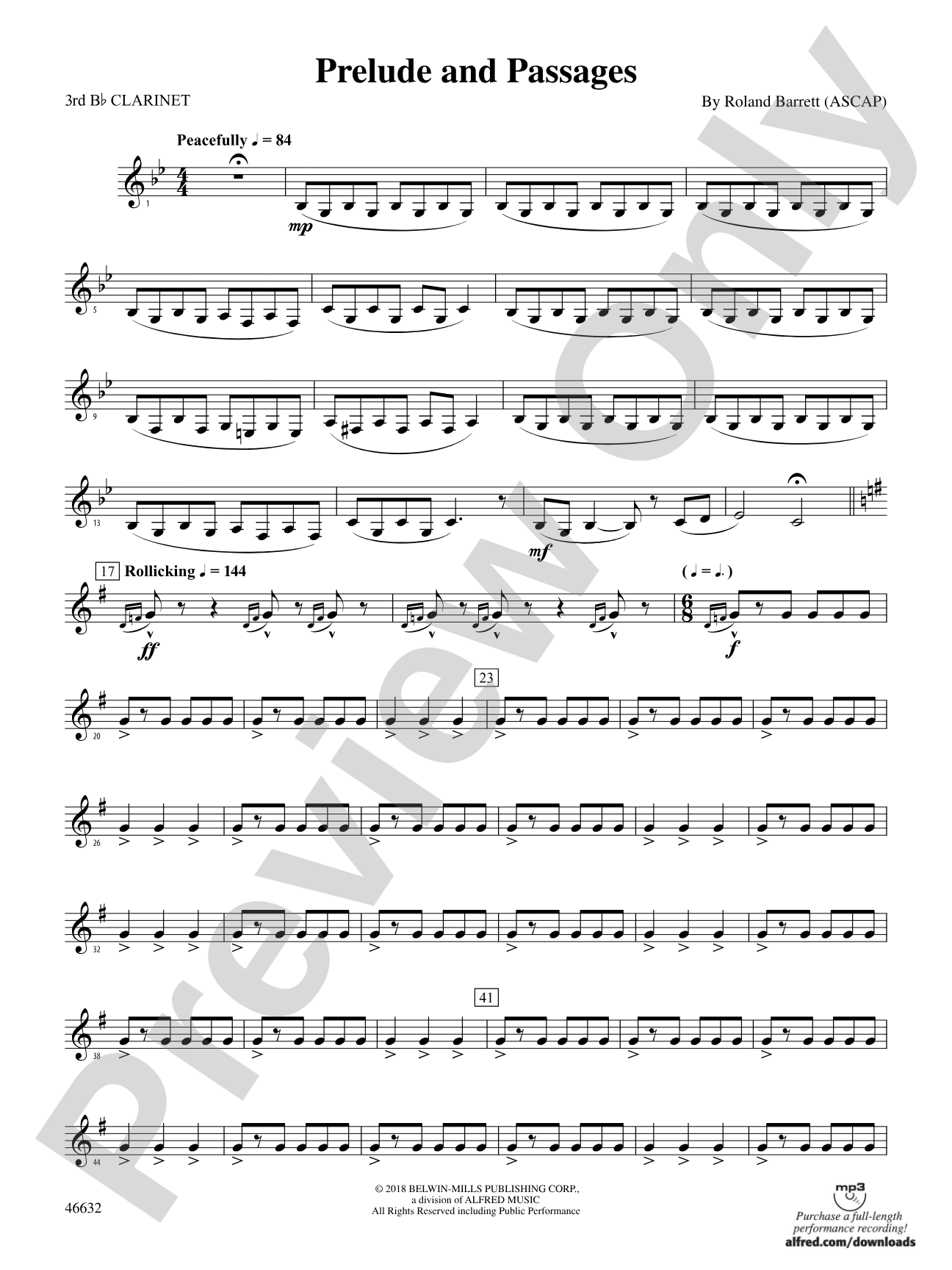 Prelude and Passages: 3rd B-flat Clarinet