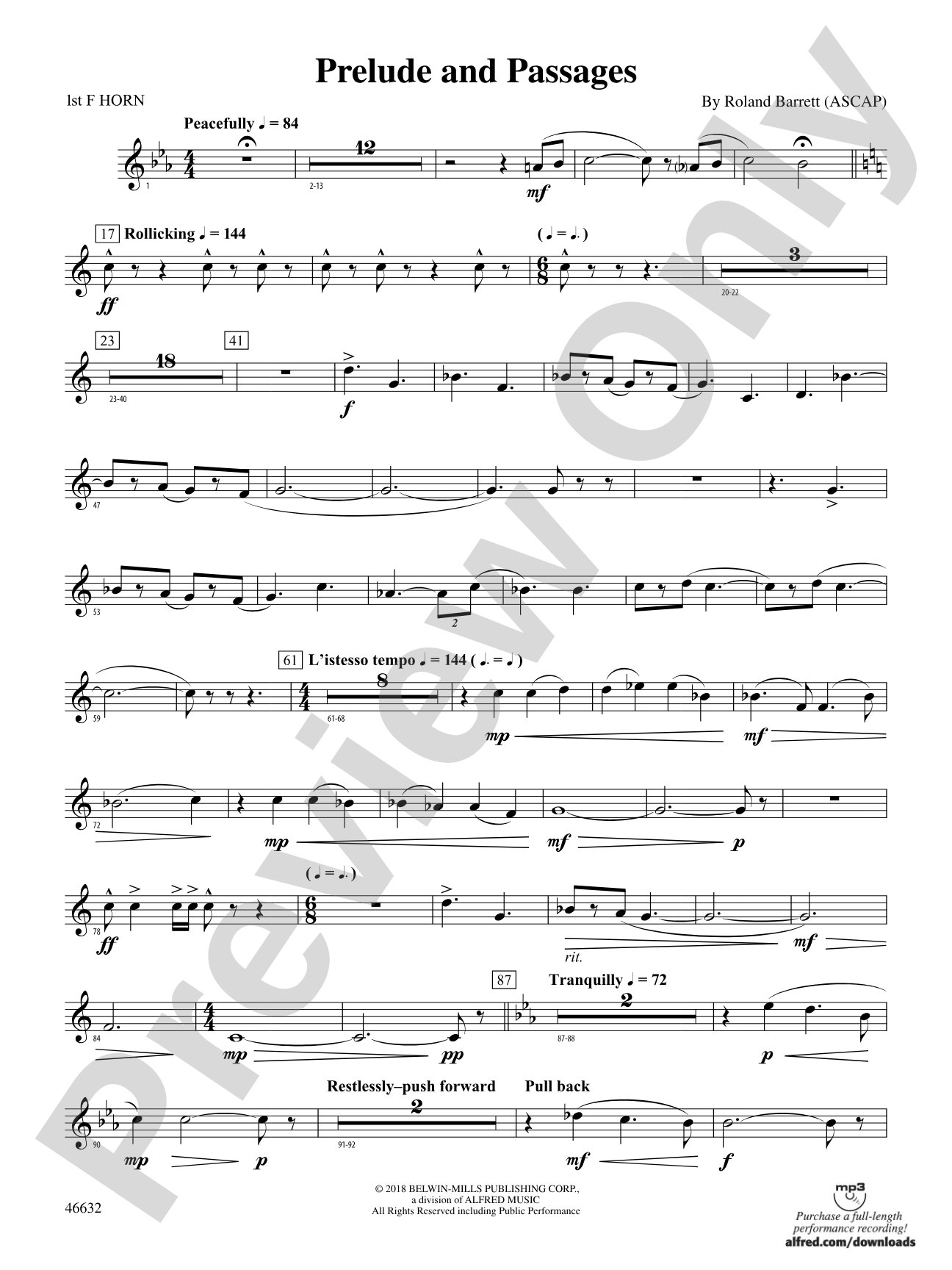 Prelude and Passages: 1st F Horn