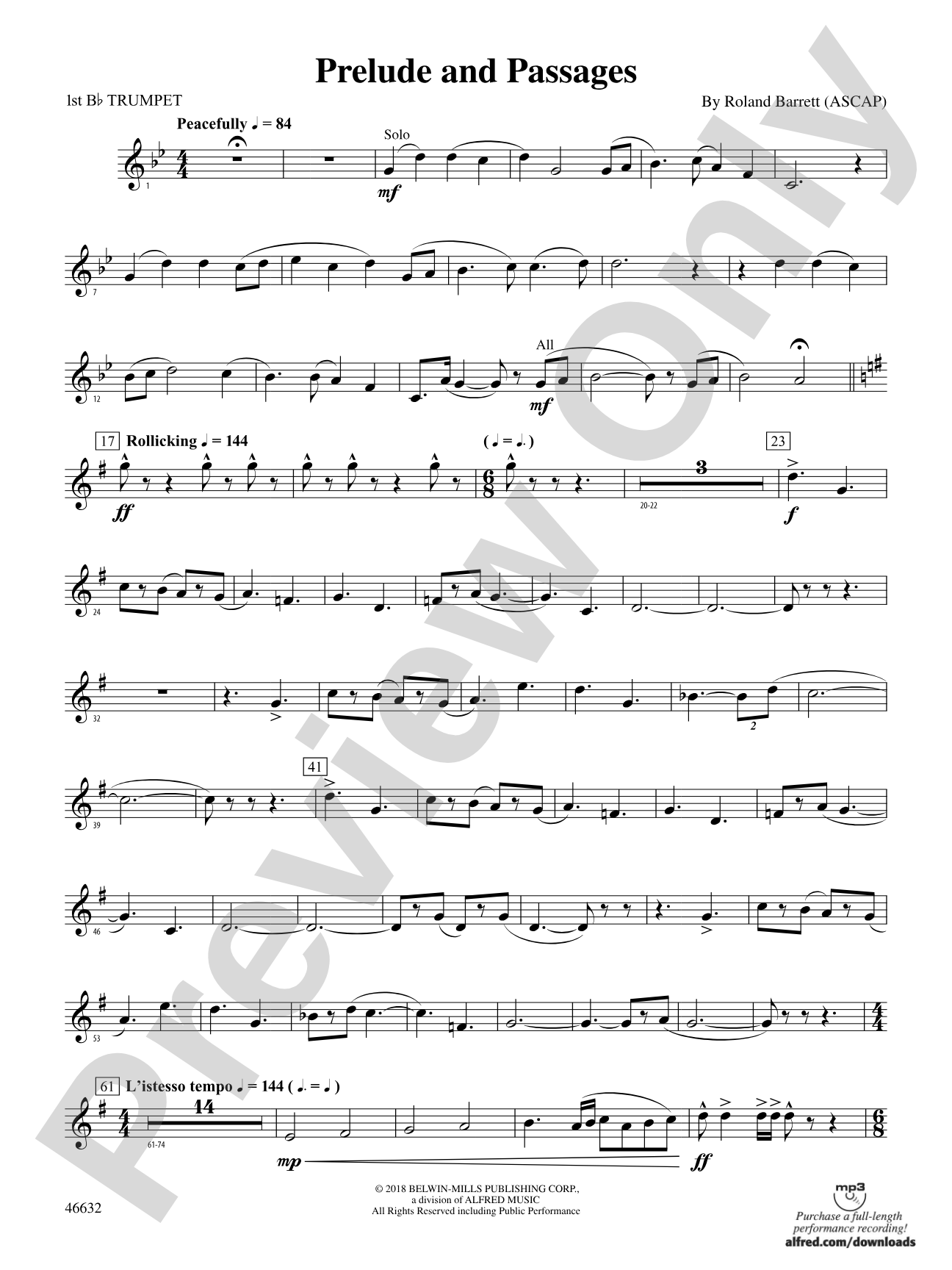 Prelude and Passages: 1st B-flat Trumpet