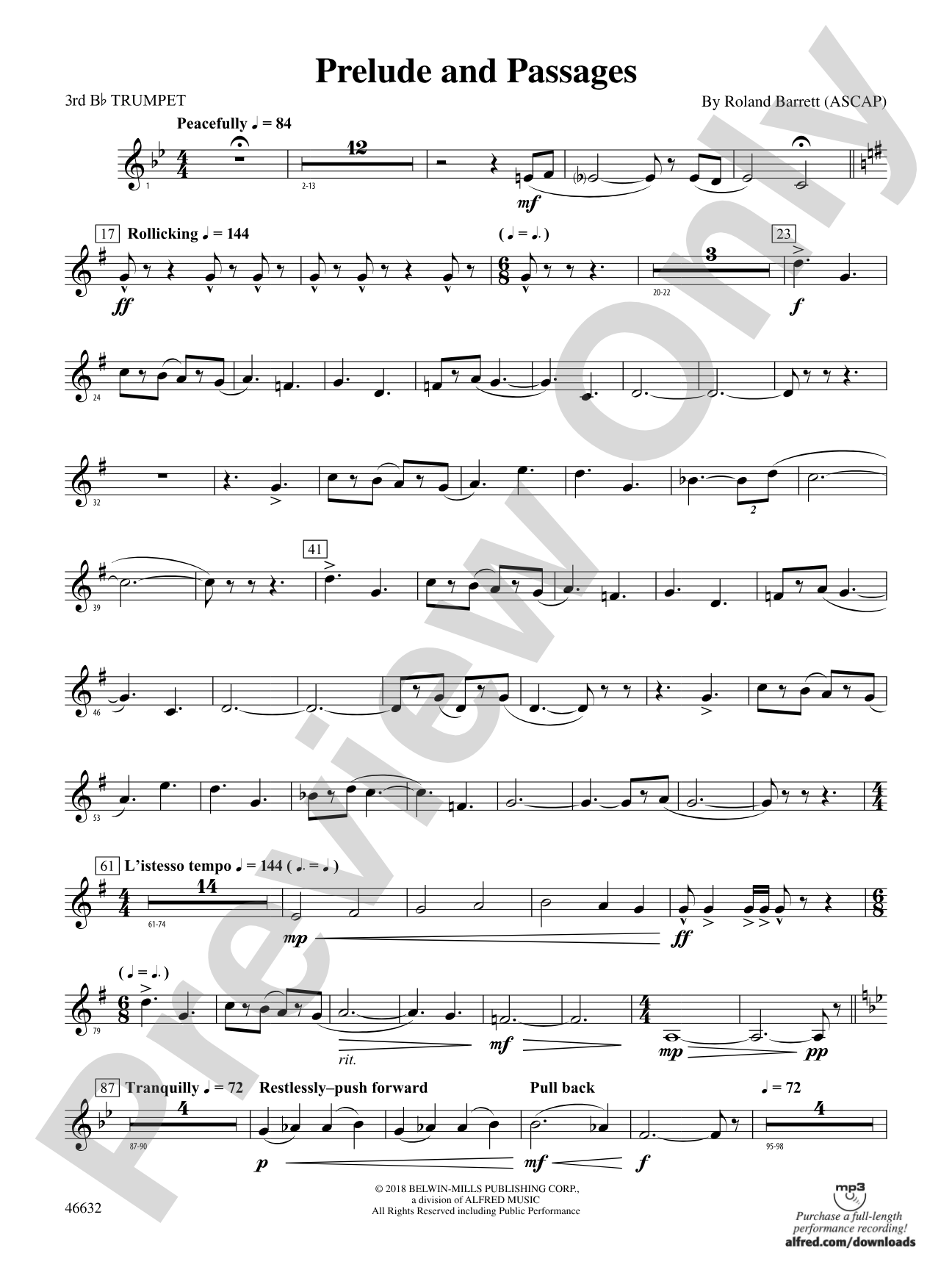 Prelude and Passages: 3rd B-flat Trumpet