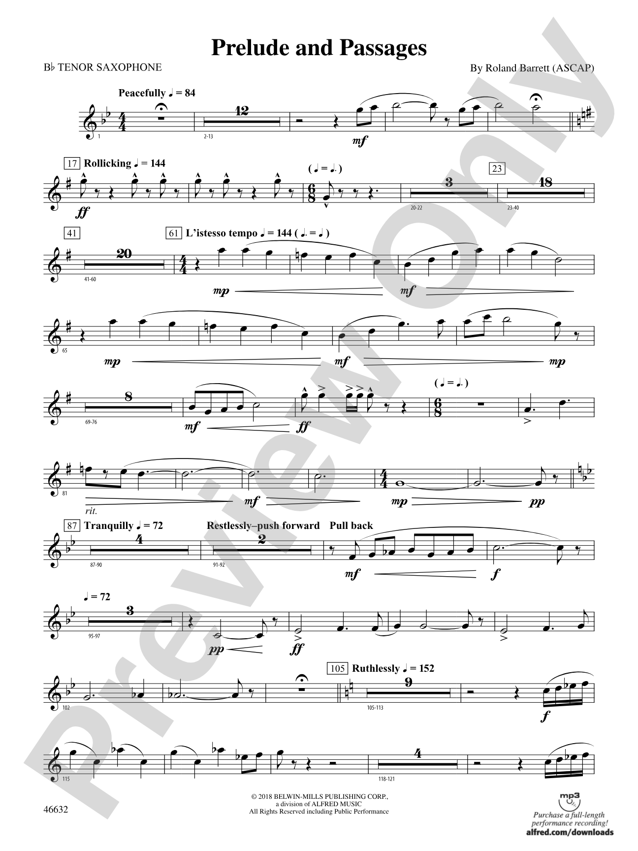 Prelude and Passages: B-flat Tenor Saxophone