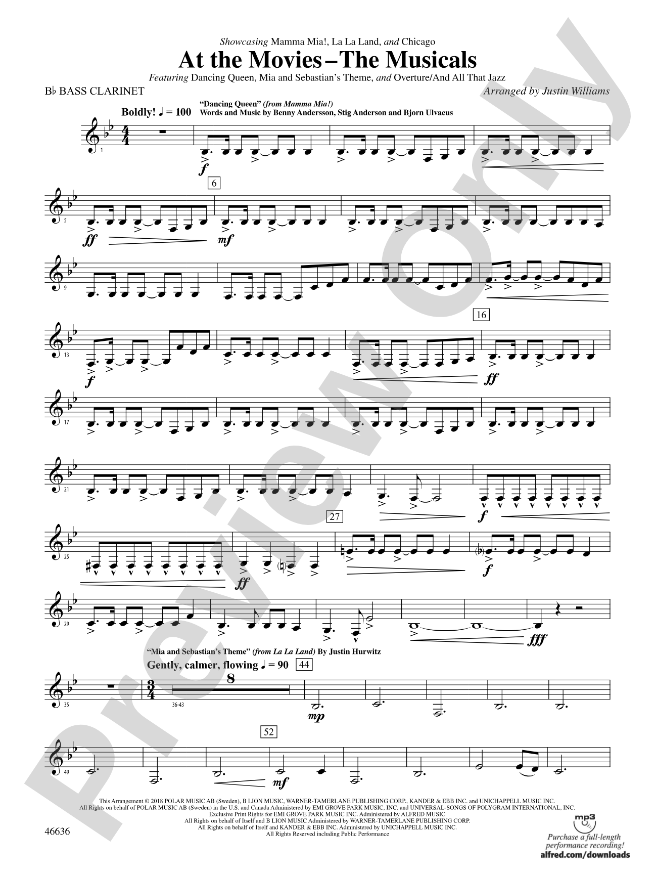 At the Movies---The Musicals: B-flat Bass Clarinet