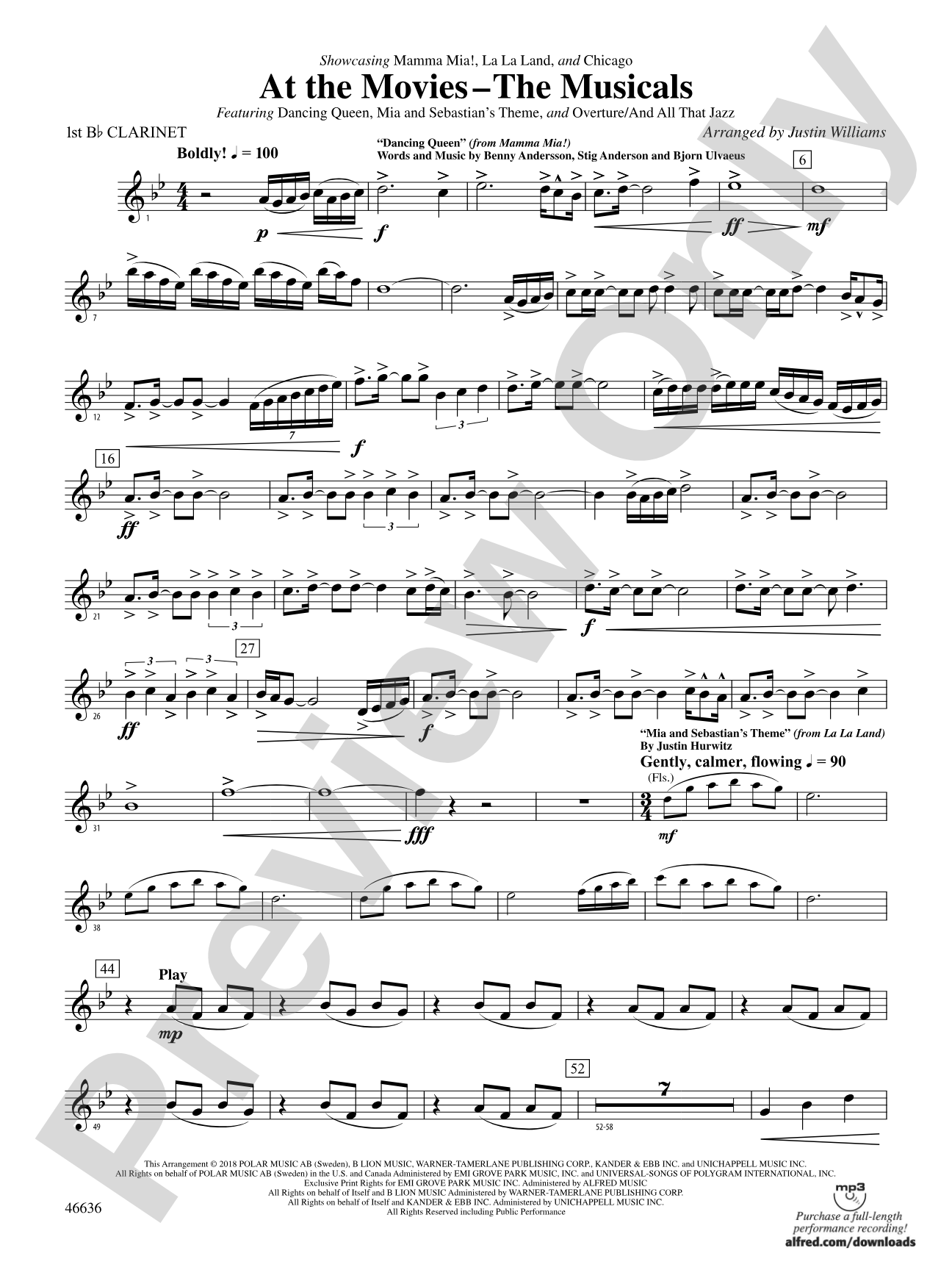 At the Movies---The Musicals: 1st B-flat Clarinet