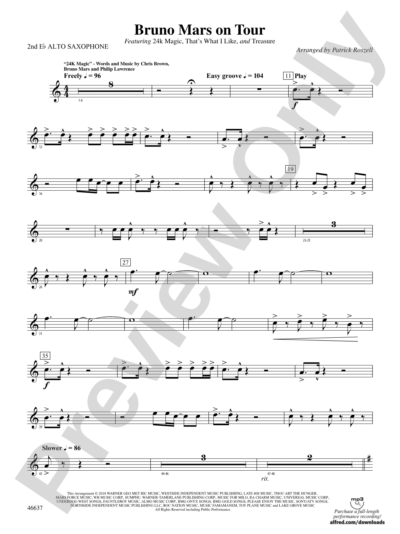 Bruno Mars on Tour: 2nd E-flat Alto Saxophone