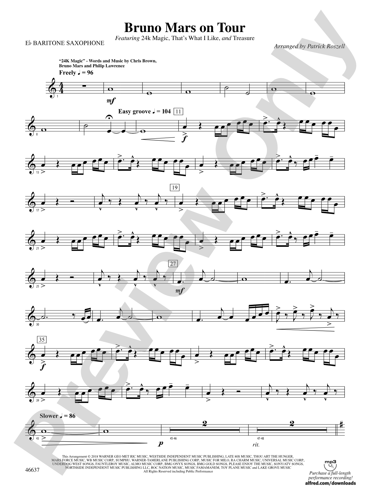 Bruno Mars on Tour: E-flat Baritone Saxophone