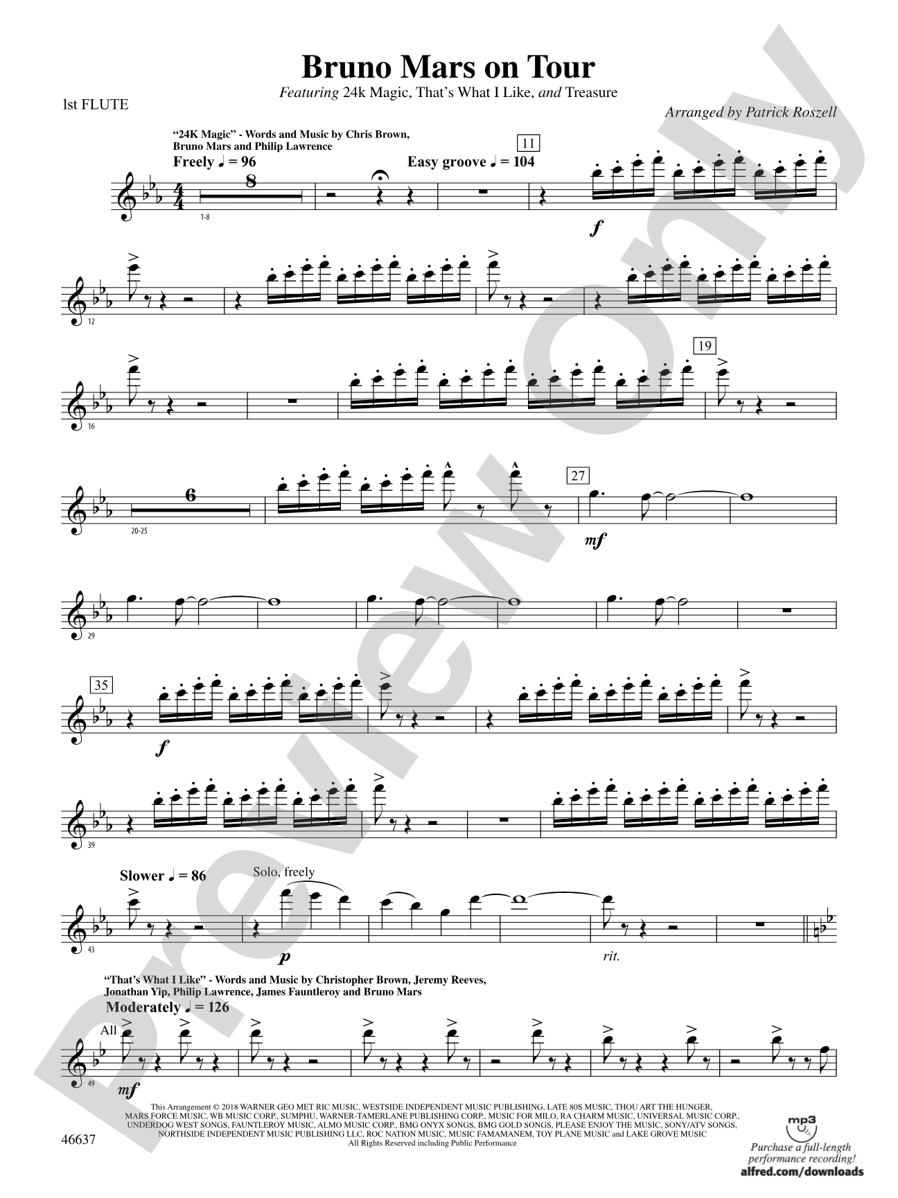 Bruno Mars on Tour: Flute