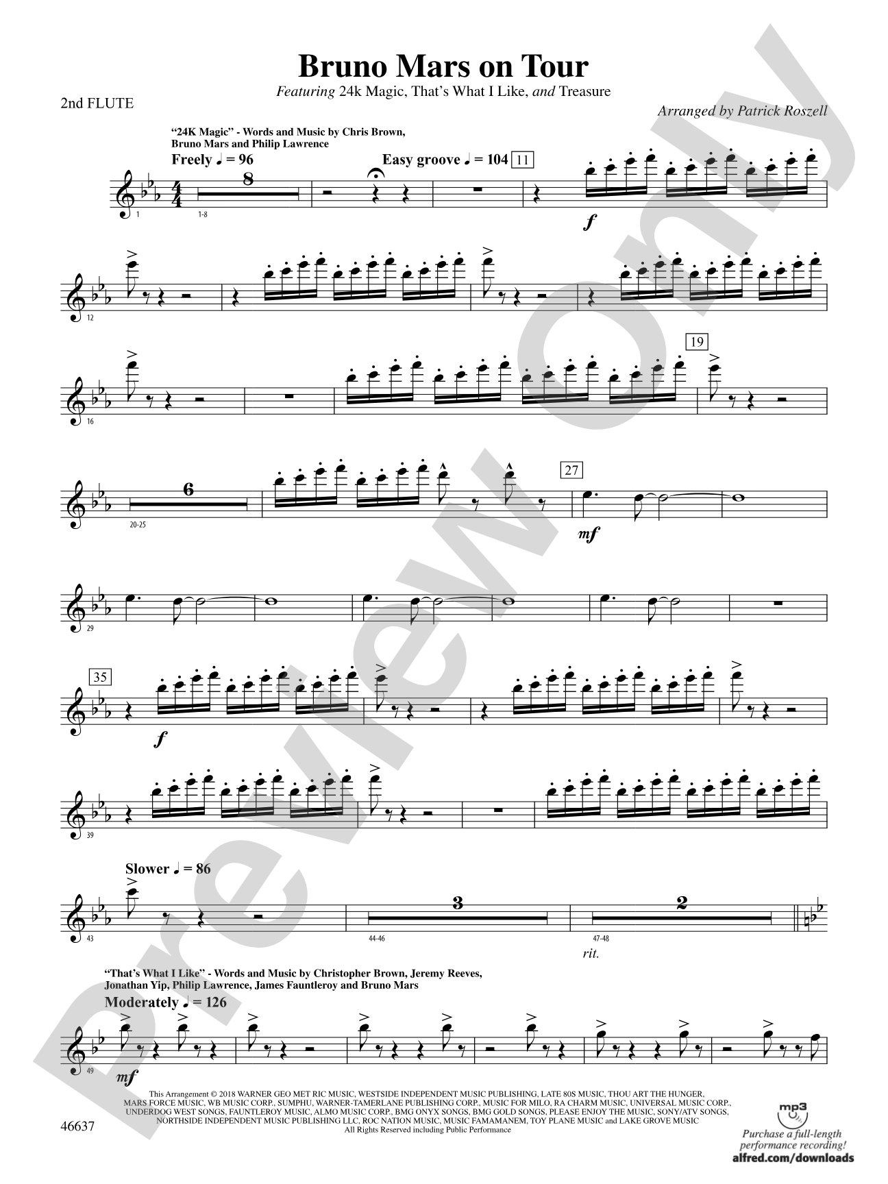 Bruno Mars on Tour: 2nd Flute