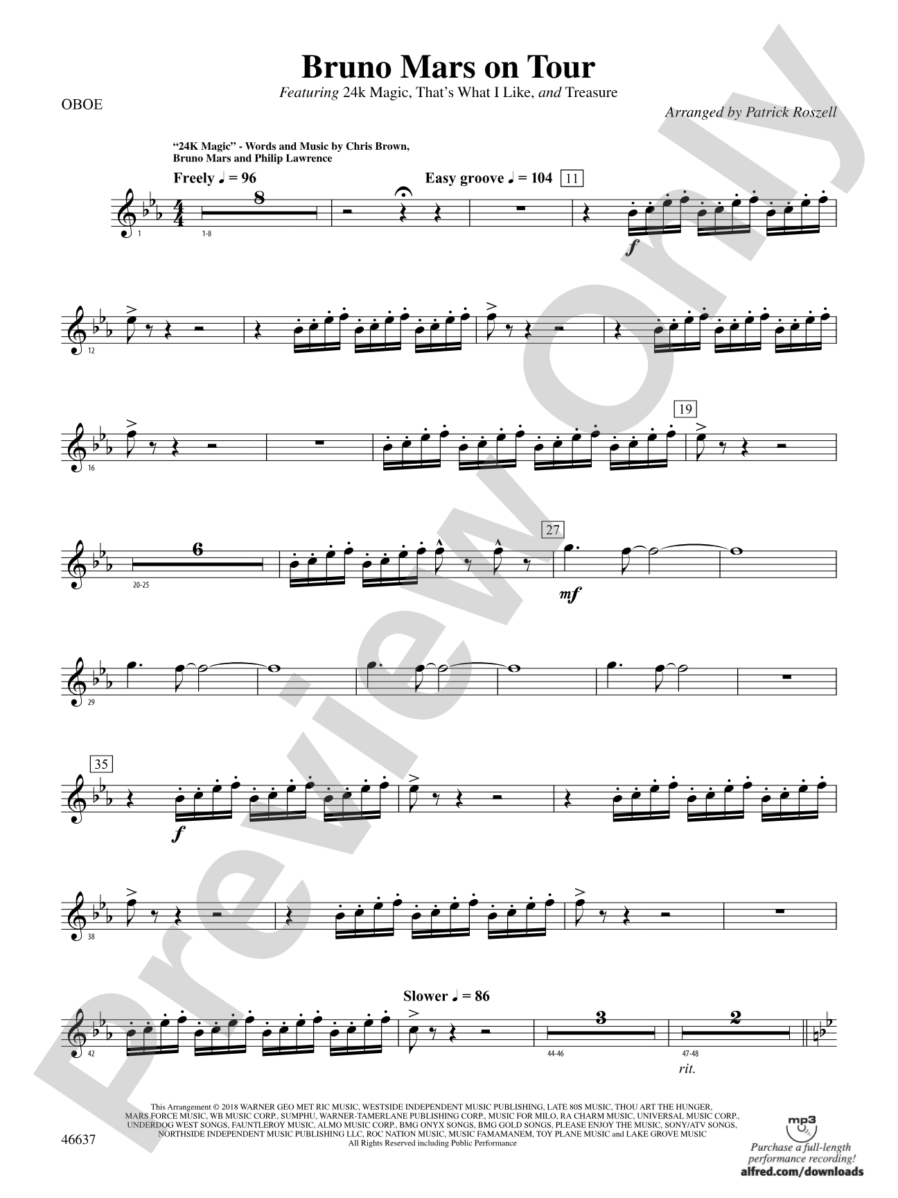 Bruno Mars on Tour: Oboe