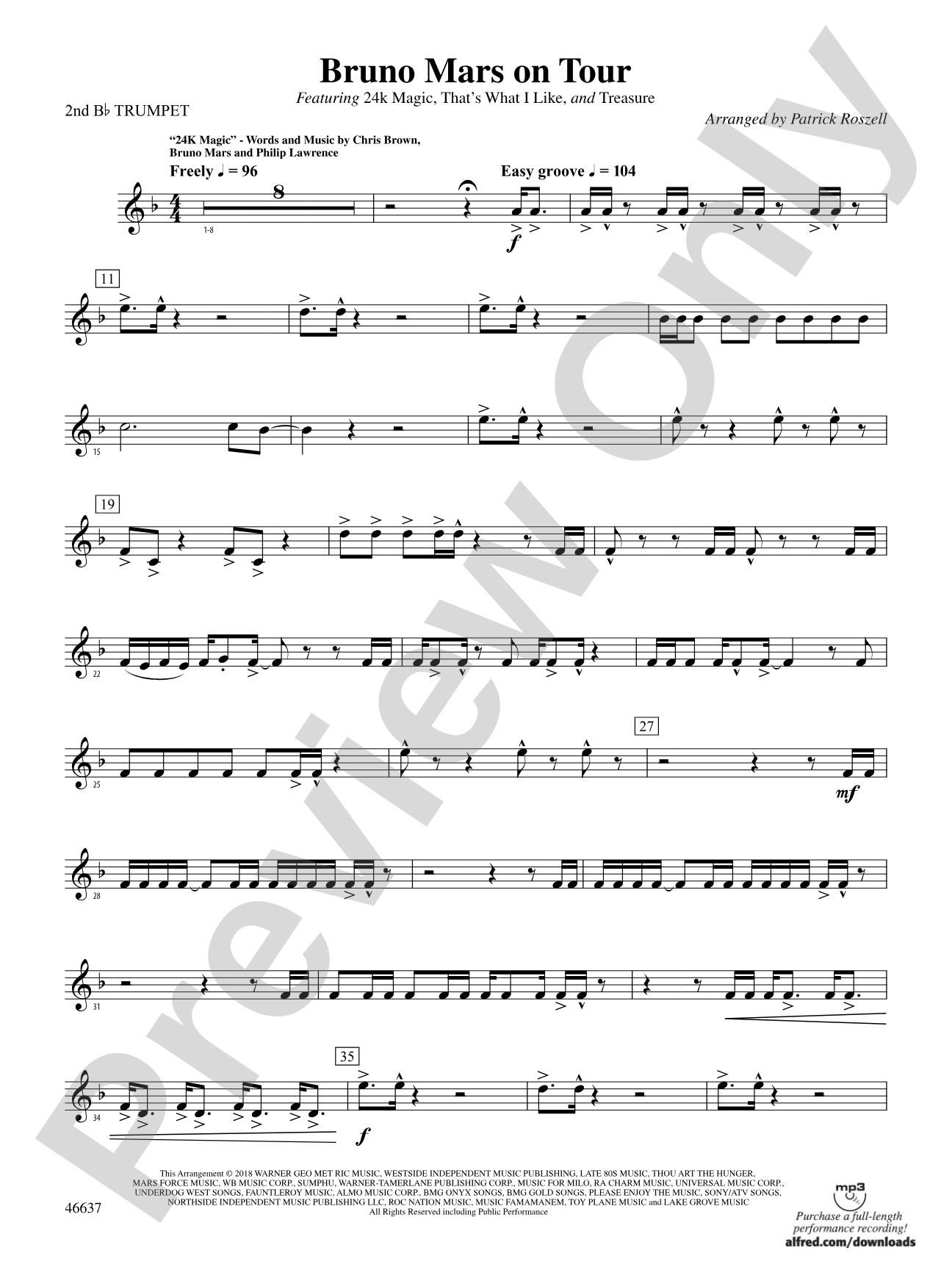 Bruno Mars on Tour: 2nd B-flat Trumpet